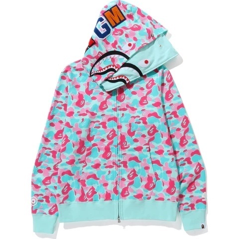 BAPE Shirt 9038 Camo Double Hood Candy Color Camo Hoodie