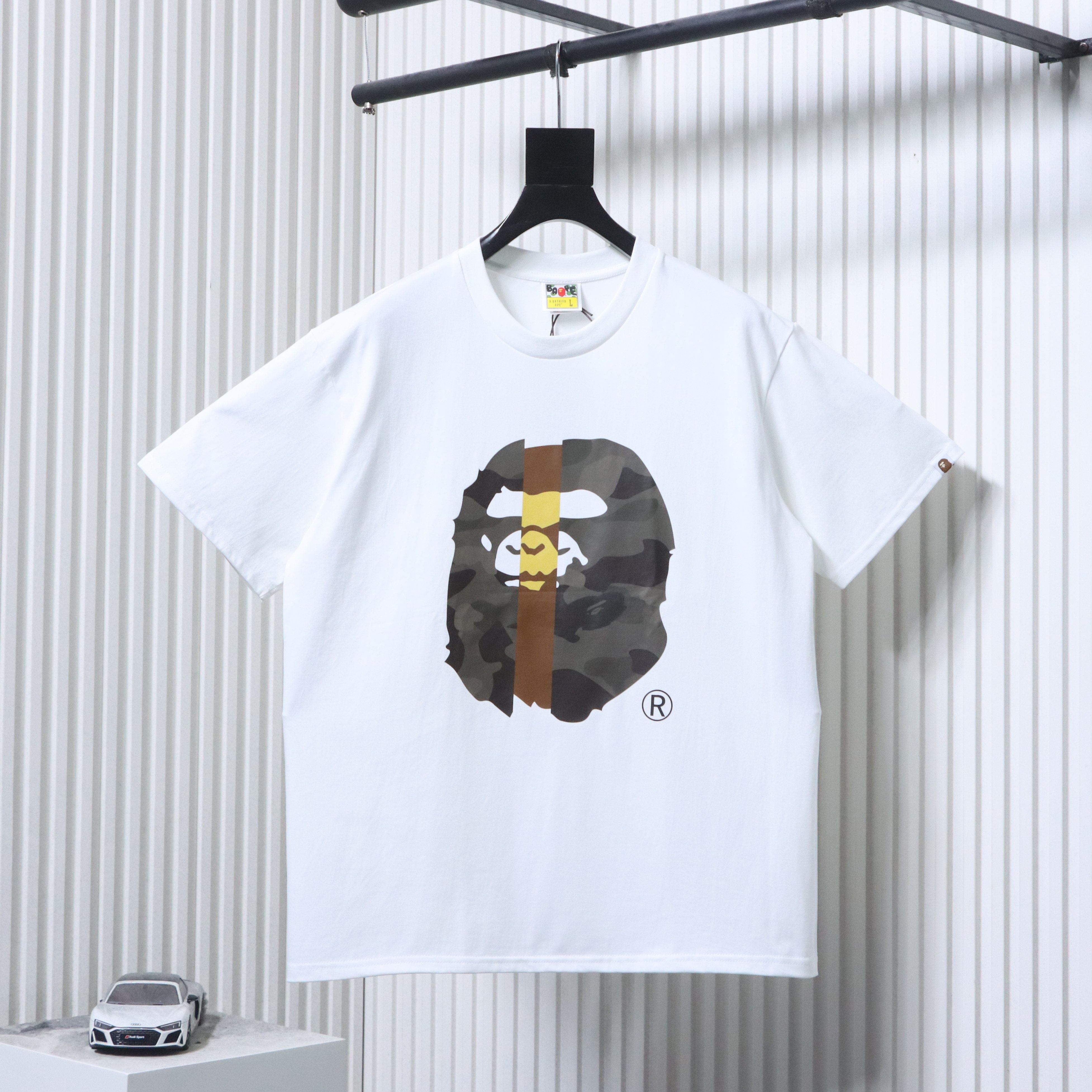 BAPE Shirt BAPE 26SS Stripe Color Block Camo Ape Head Print Short Sleeve T-Shirt #1