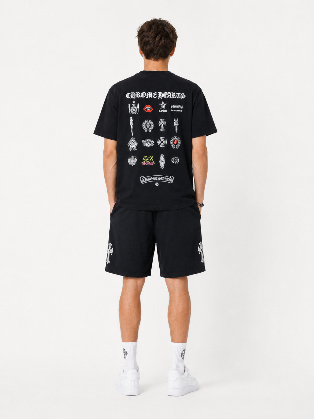Chrome Hearts Black Multi-Color Cross Print T-Shirt 
