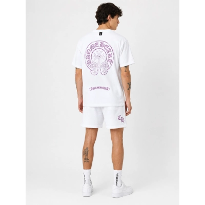 Chrome Hearts White Horseshoe Cross Burnout Patch Distressed T-Shirt  02