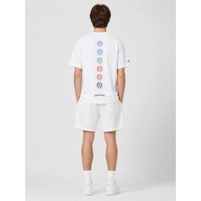 Chrome Hearts White Multi-Color Cross Print T-Shirt  02
