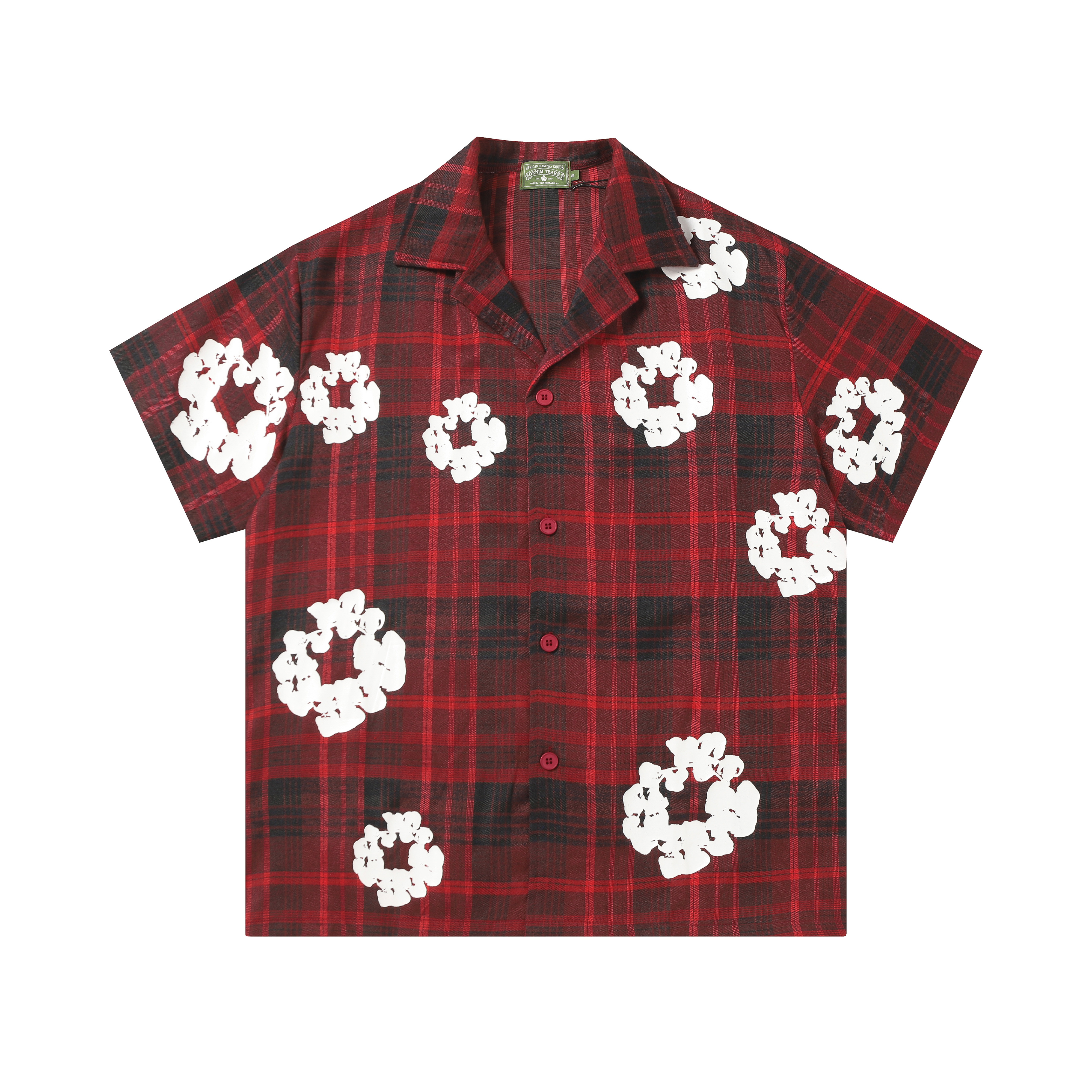 Denim Tears Cotton Wreath Plaid Short Sleeve Tee Yellow/Black/Red