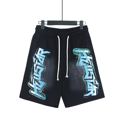 Hellstar Blue Drip Graffiti Shorts 01