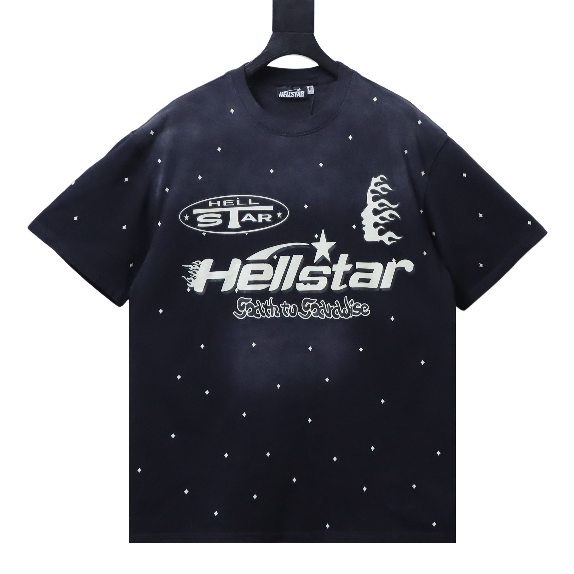 Hellstar  Health Style Sequin Letter Short Sleeve