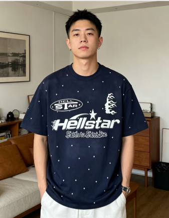 Hellstar  Health Style Sequin Letter Short Sleeve