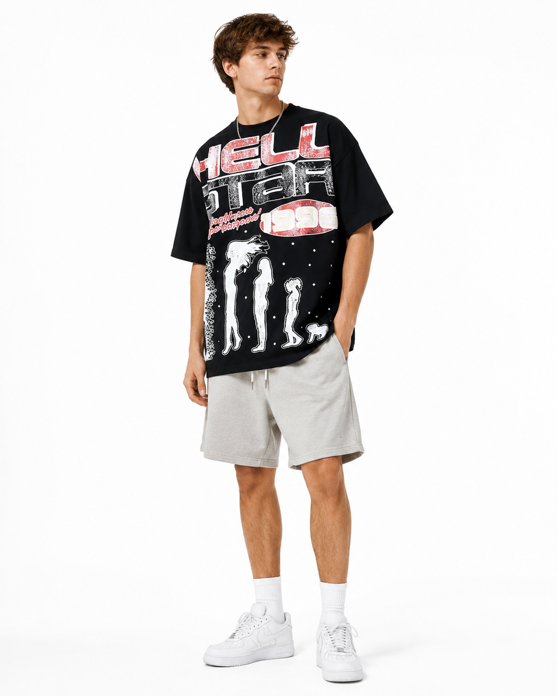 Hellstar Portrait Graphic Loose Short Sleeve Tee White/Black/Beige