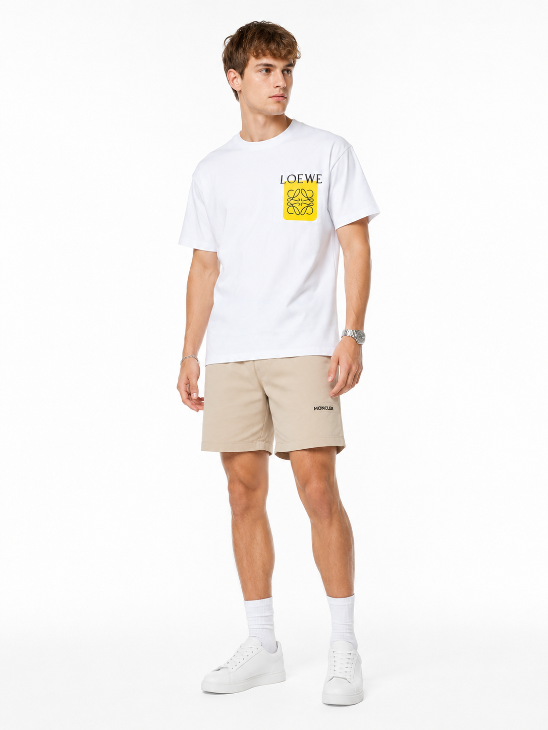 Loewe 26SS Fake Pocket Logo Tee White Yellow Logo