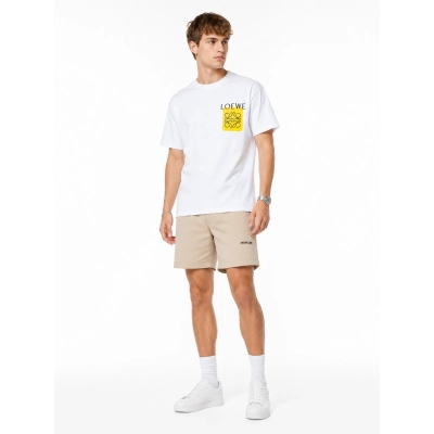 Loewe 26SS Fake Pocket Logo Tee White Yellow Logo 01
