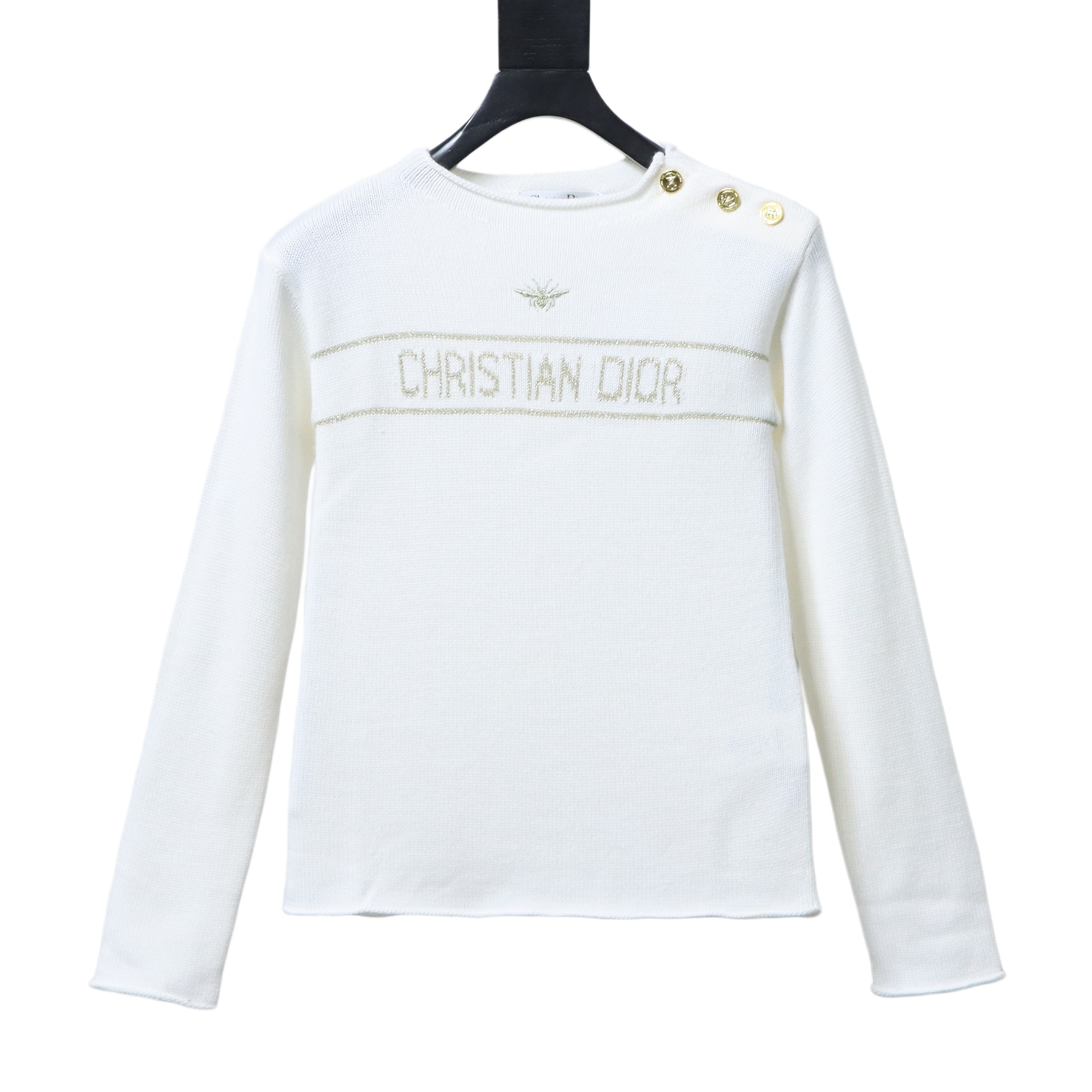 Christian Dior Bee Gold Thread Cashmere Knit Sweater