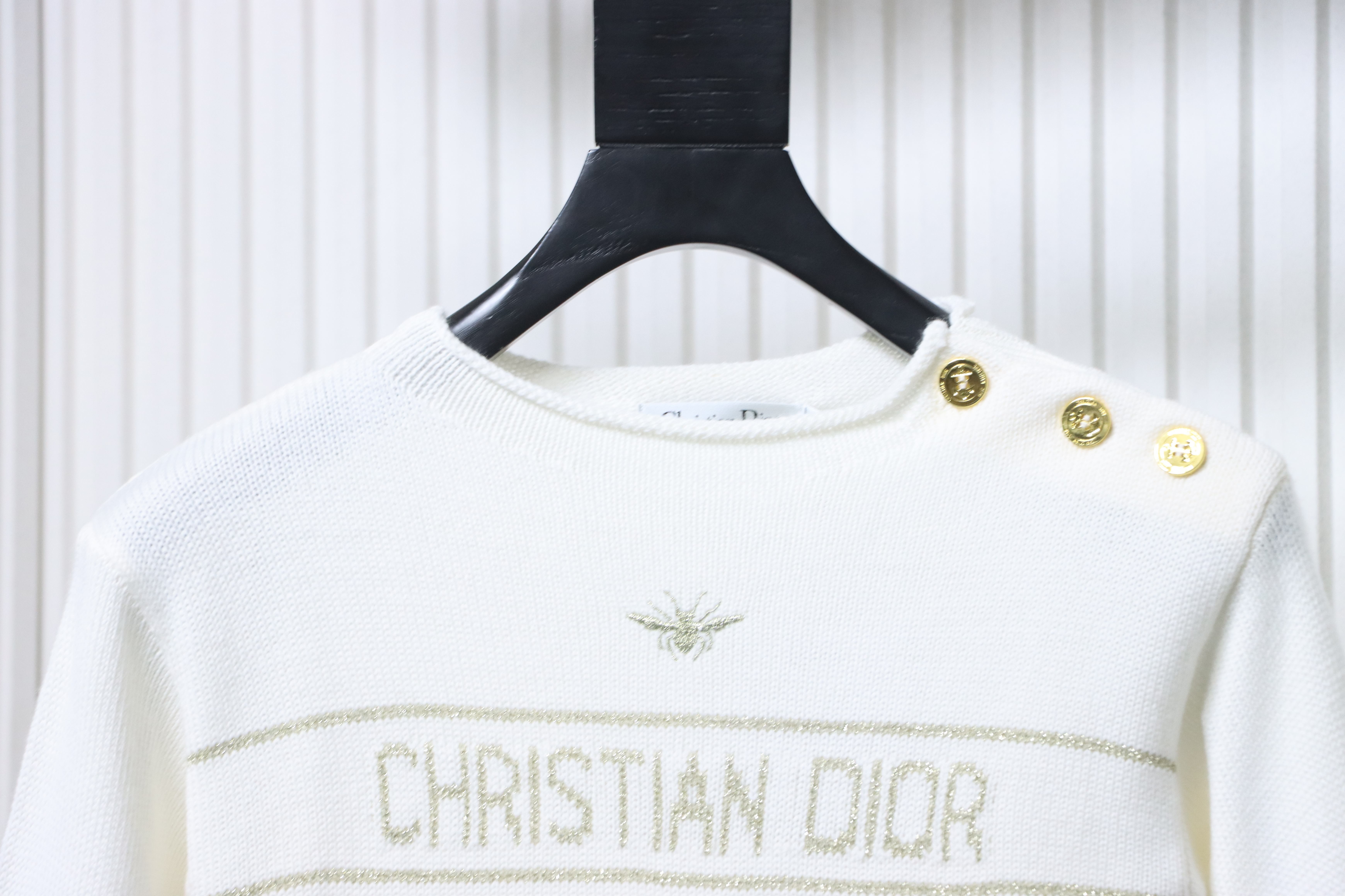 Christian Dior Bee Gold Thread Cashmere Knit Sweater
