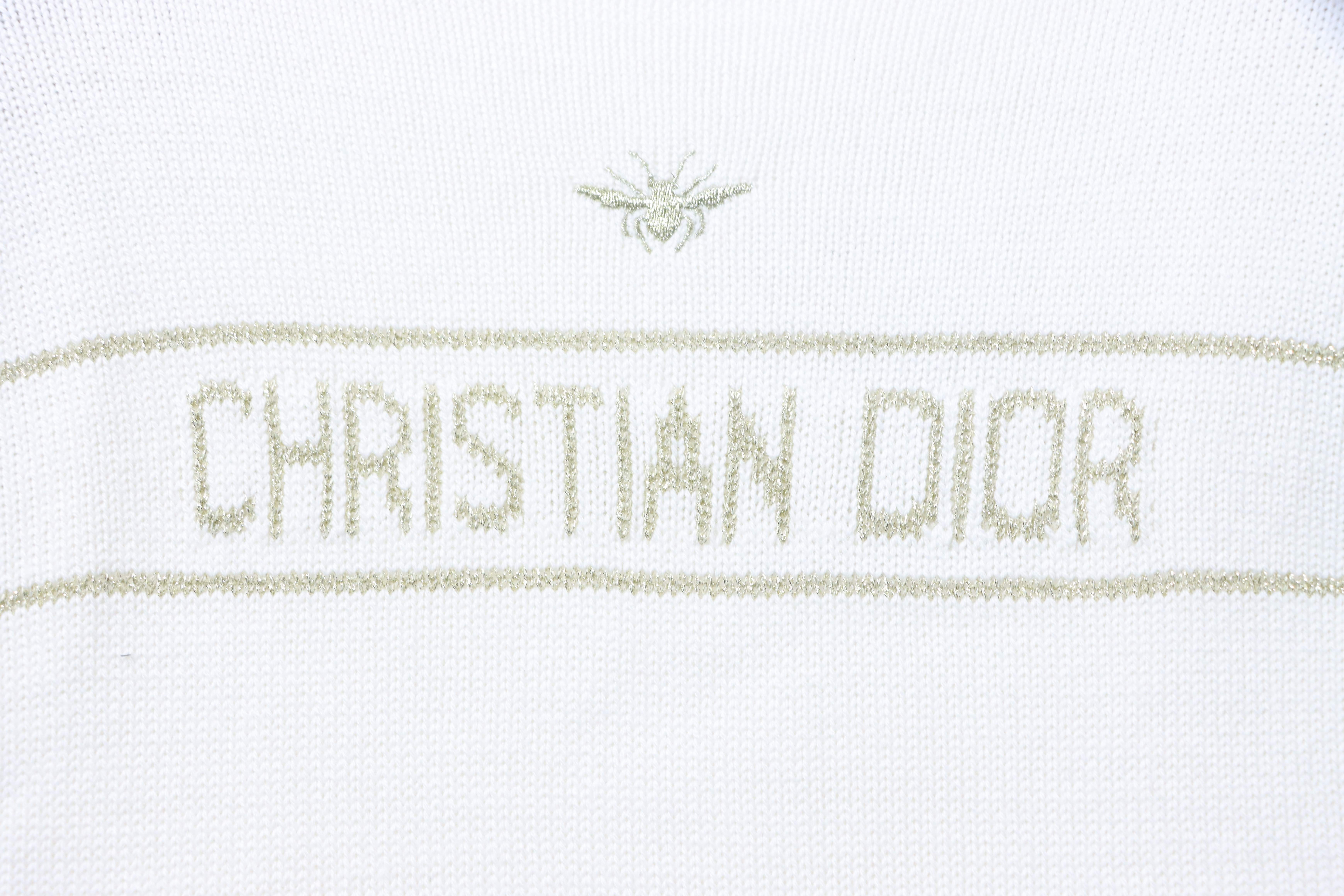 Christian Dior Bee Gold Thread Cashmere Knit Sweater