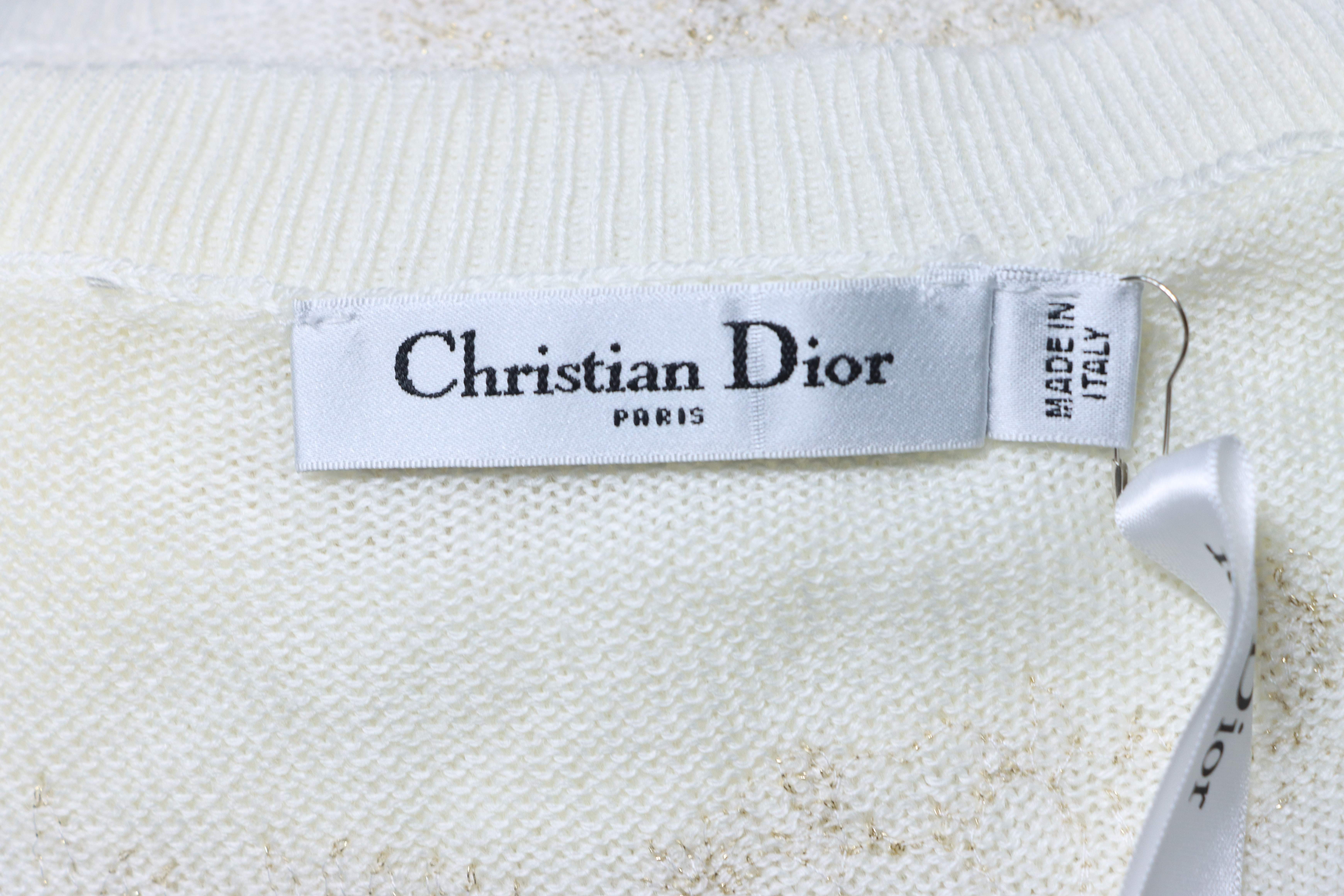 Christian Dior Gold Thread Butterfly Floral Cashmere Knit Sweater