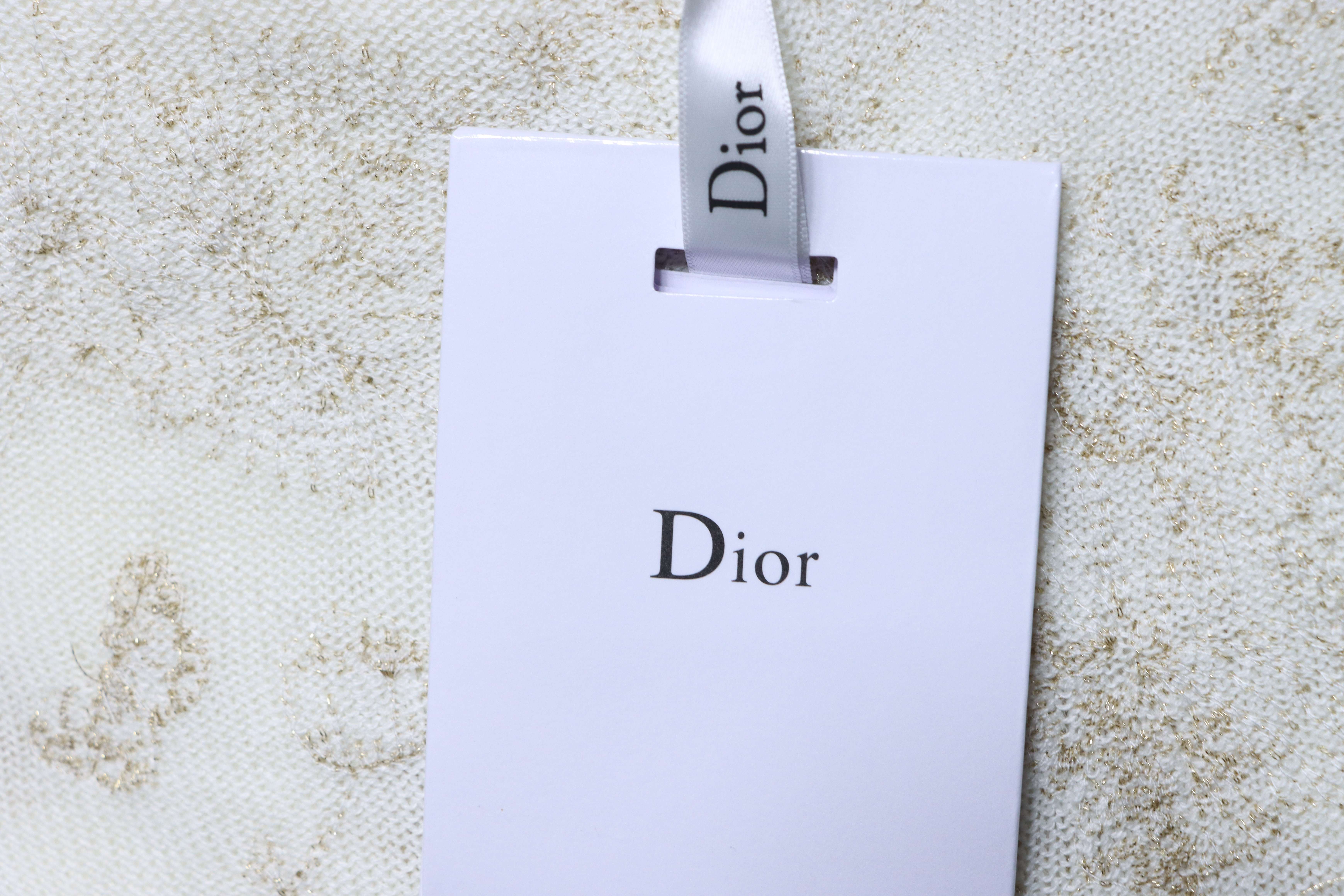 Christian Dior Gold Thread Butterfly Floral Cashmere Knit Sweater