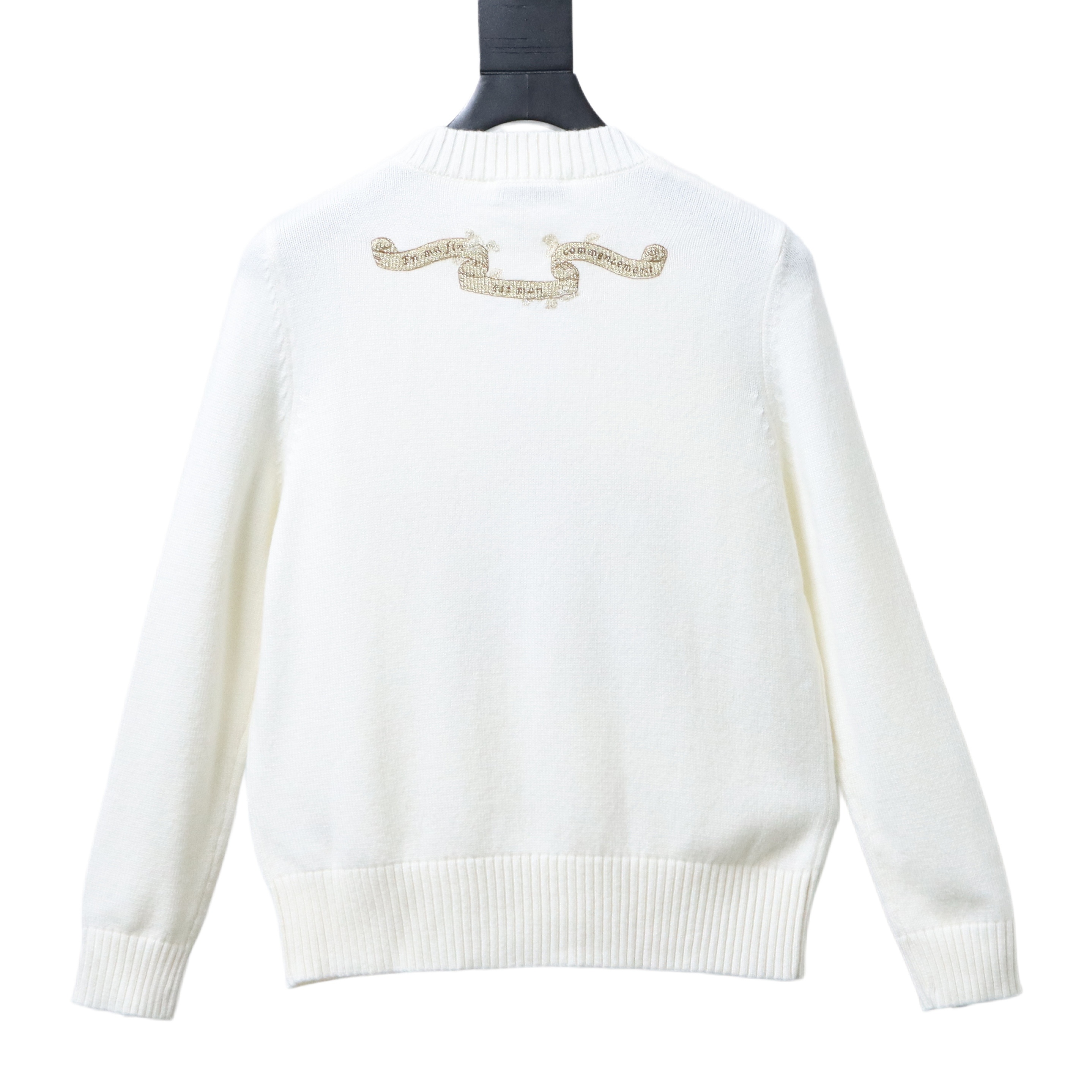 Christian Dior Gold Thread Star Embroidered Cashmere Knit Long Sleeve Sweater