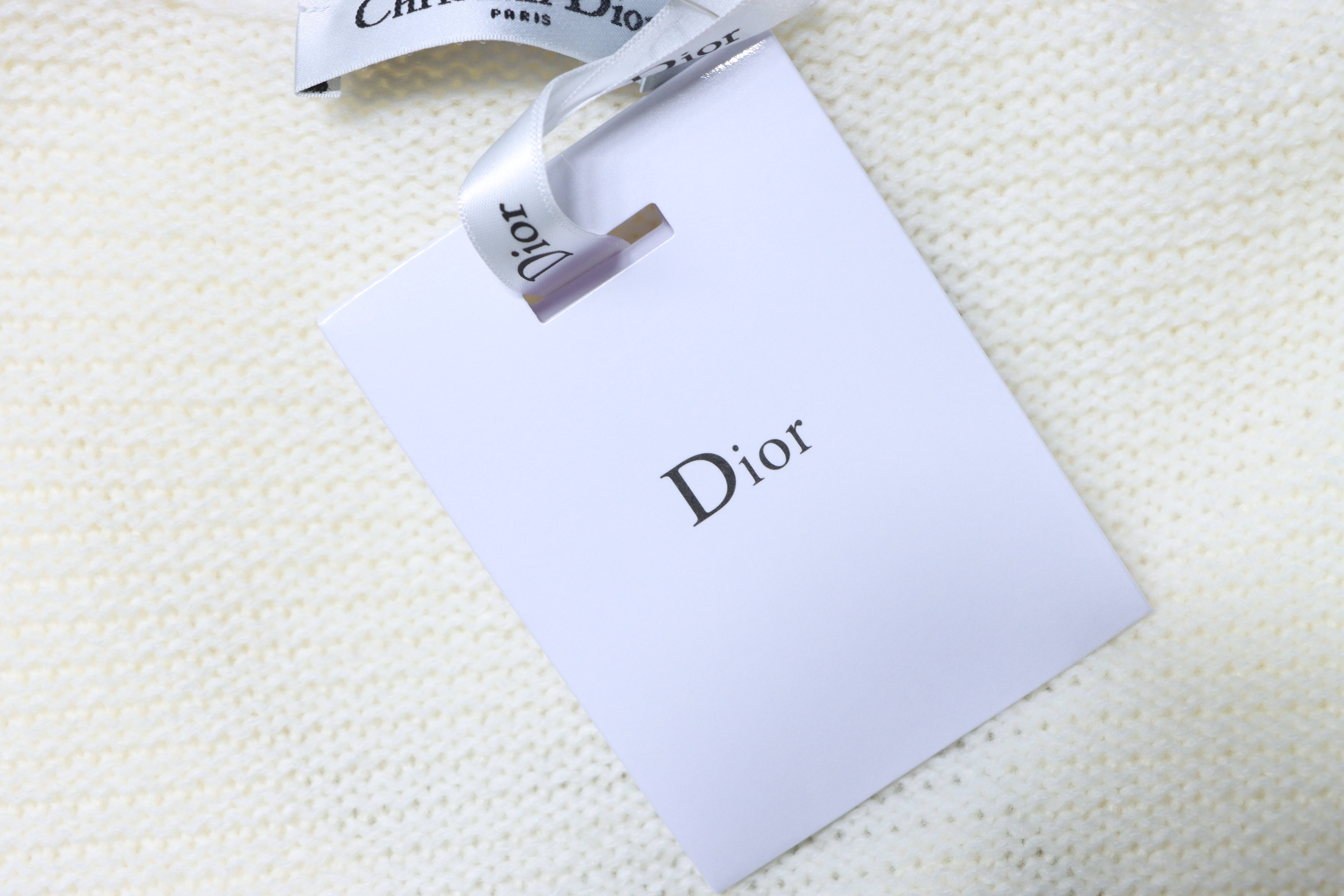 Christian Dior Heart Pearl Puff Sleeve Knit Short Sleeve Sweater T-Shirt