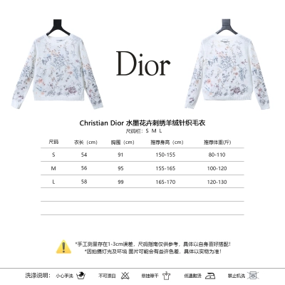 Christian Dior Ink Wash Floral Embroidered Cashmere Knit Sweater 02
