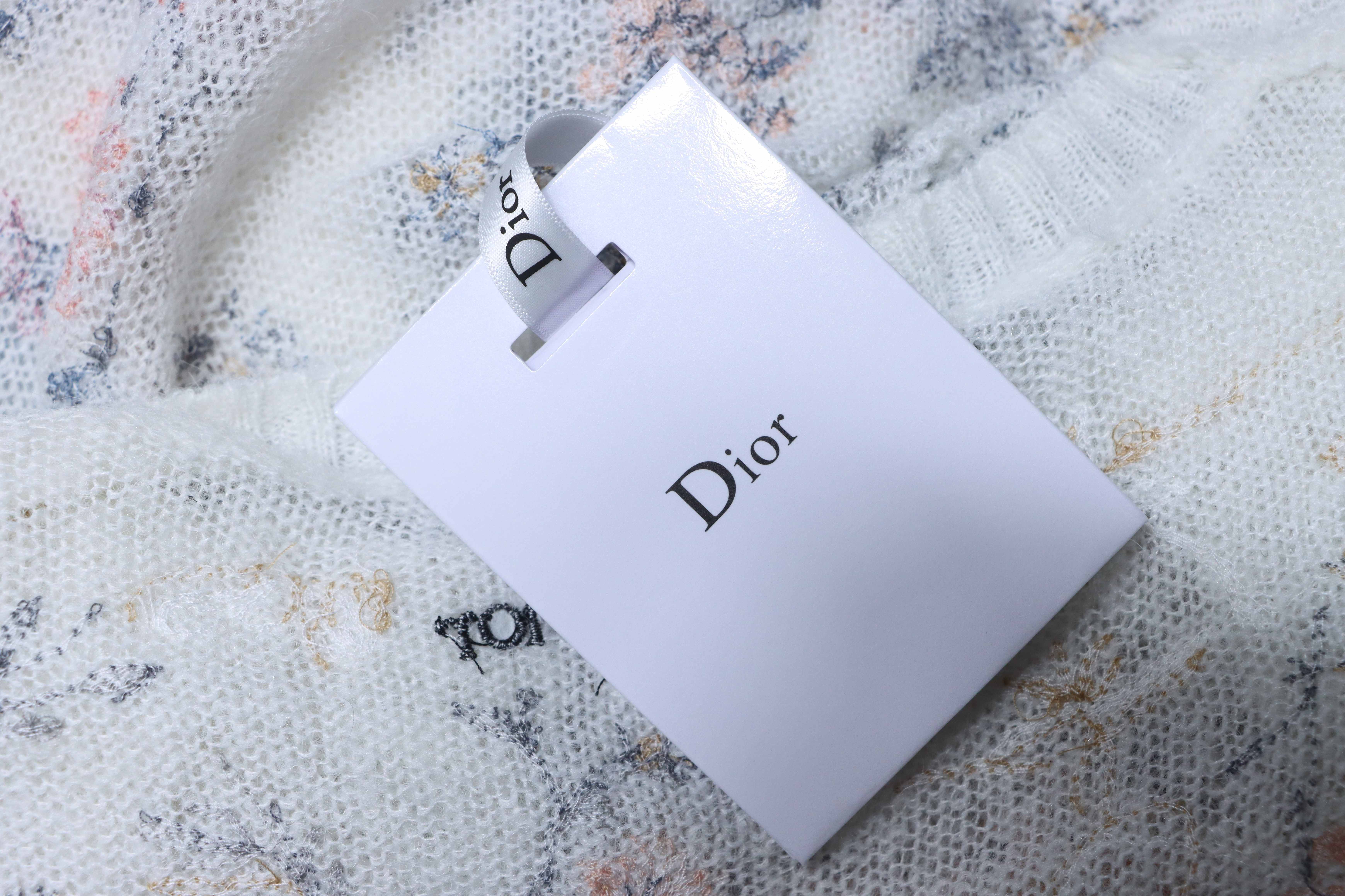 Christian Dior Ink Wash Floral Embroidered Cashmere Knit Sweater