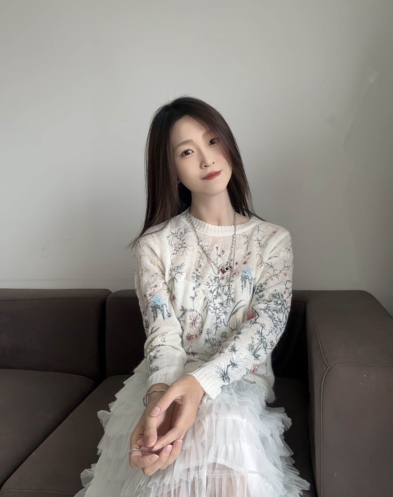 Christian Dior Ink Wash Floral Embroidered Cashmere Knit Sweater