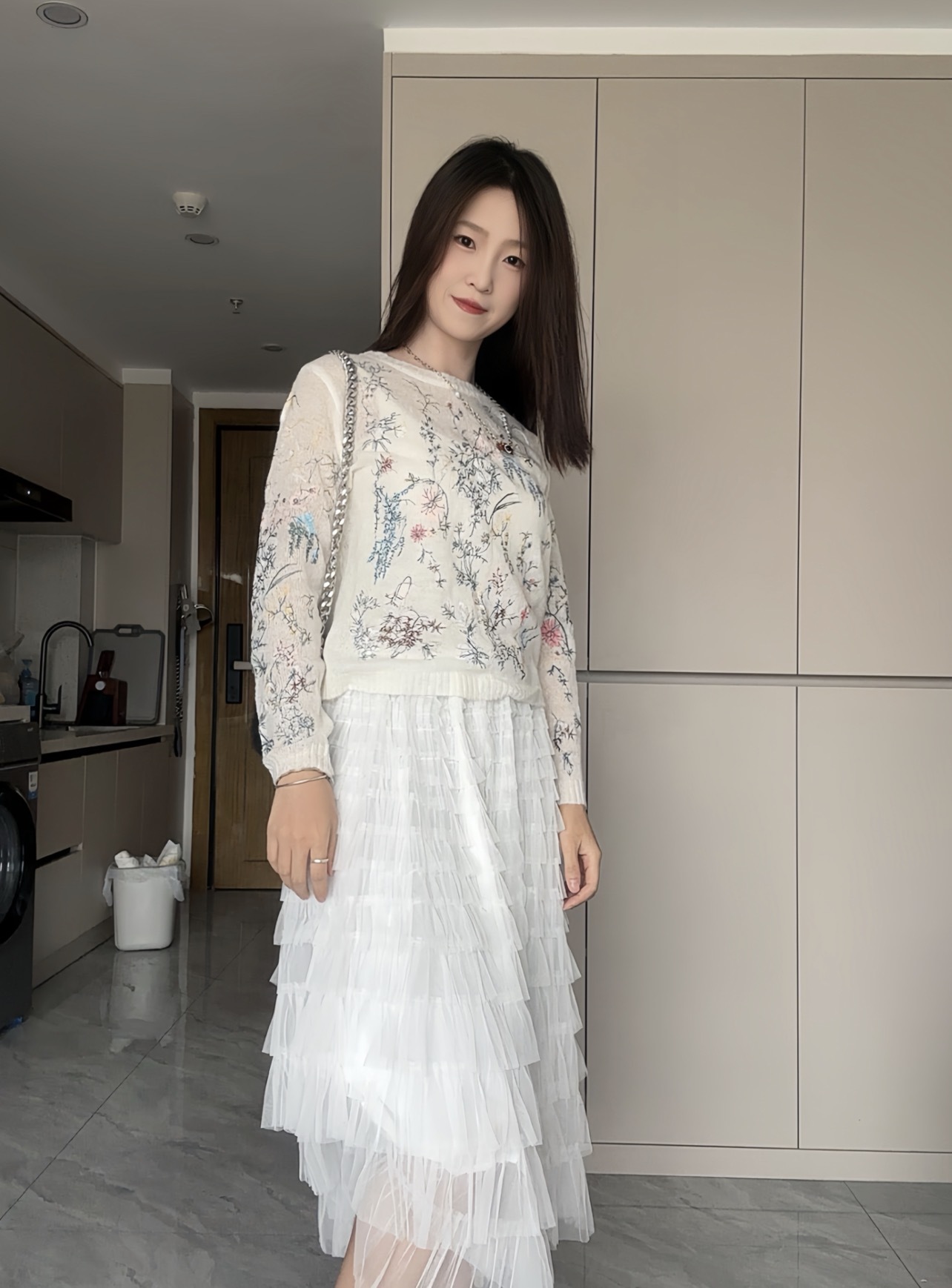 Christian Dior Ink Wash Floral Embroidered Cashmere Knit Sweater