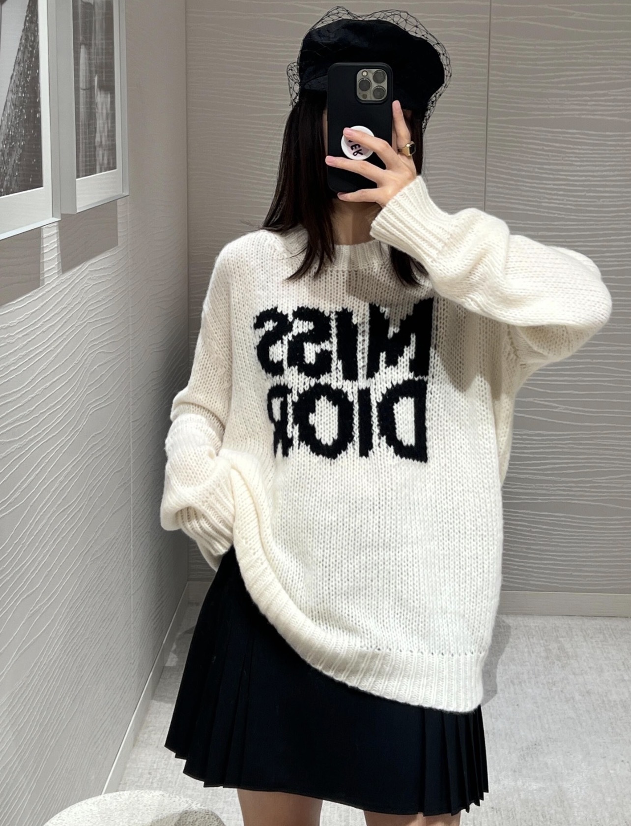 Christian Dior Miss Dior Relaxed Knit Long Sleeve Sweater