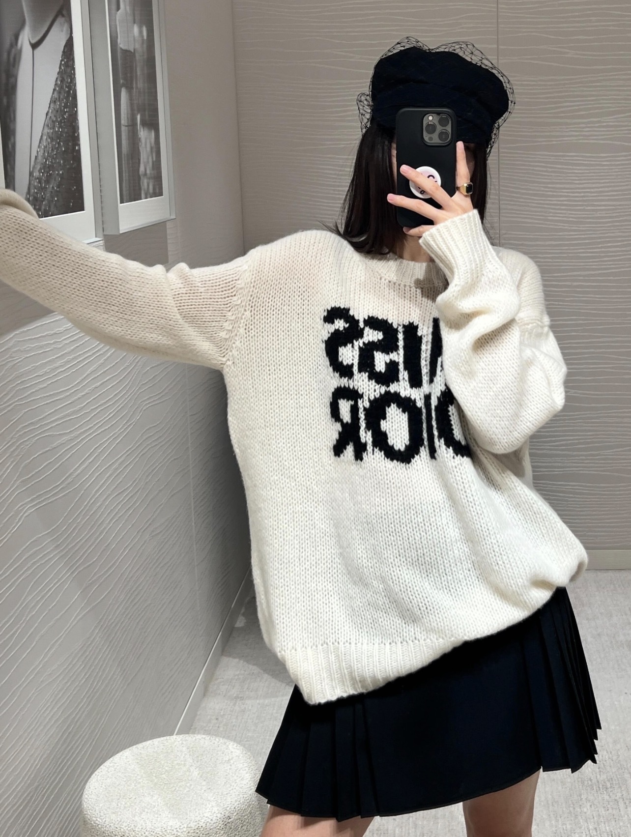 Christian Dior Miss Dior Relaxed Knit Long Sleeve Sweater