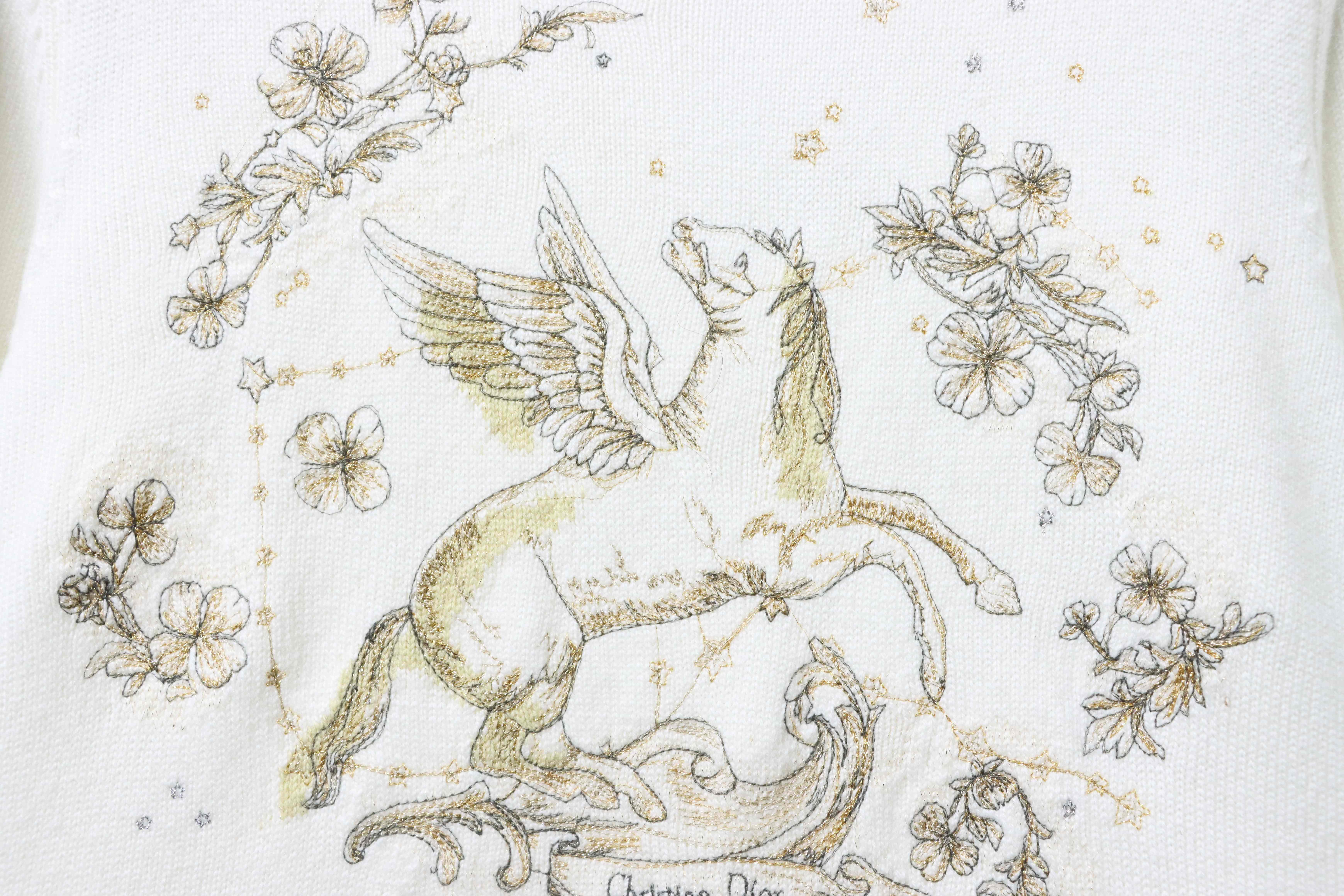 Christian Dior Pegasus Embroidered Cashmere Knit Sweater