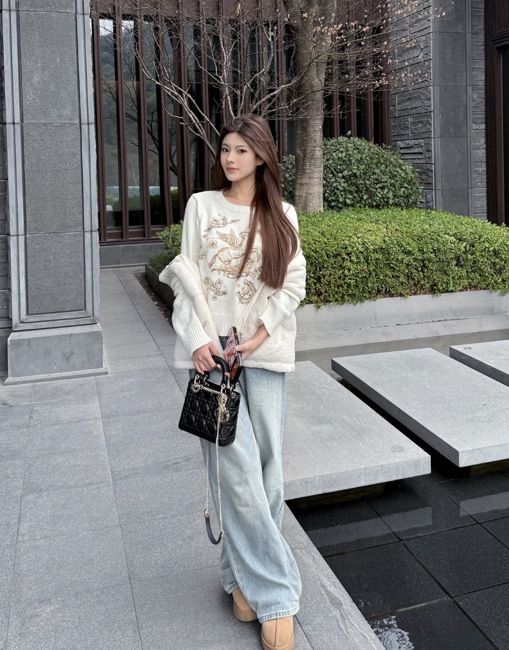 Christian Dior Pegasus Embroidered Cashmere Knit Sweater