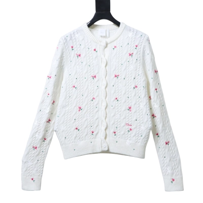 Christian Dior Rose Dove Embroidered Cashmere Cardigan 01
