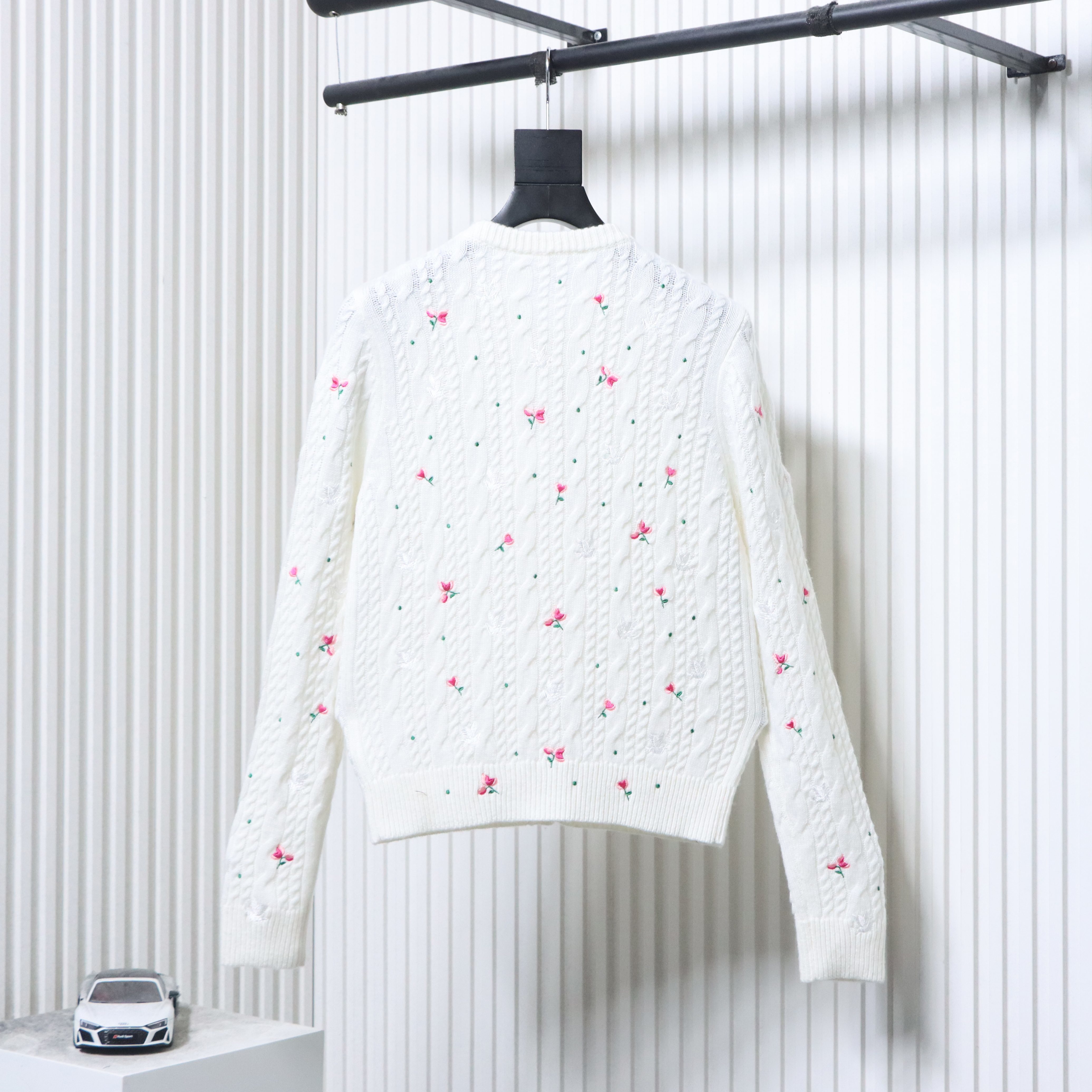 Christian Dior Rose Dove Embroidered Cashmere Cardigan