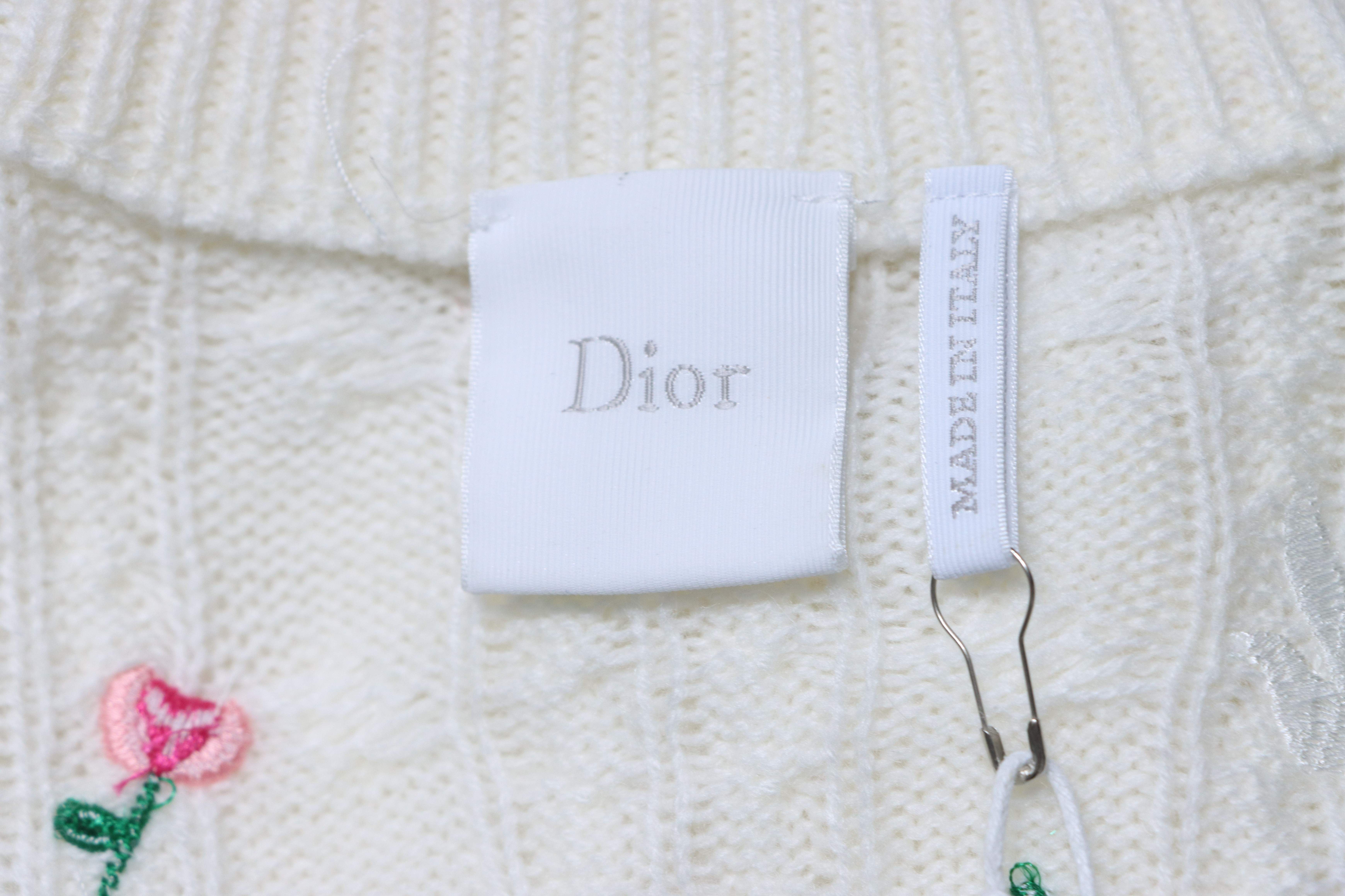 Christian Dior Rose Dove Embroidered Cashmere Cardigan