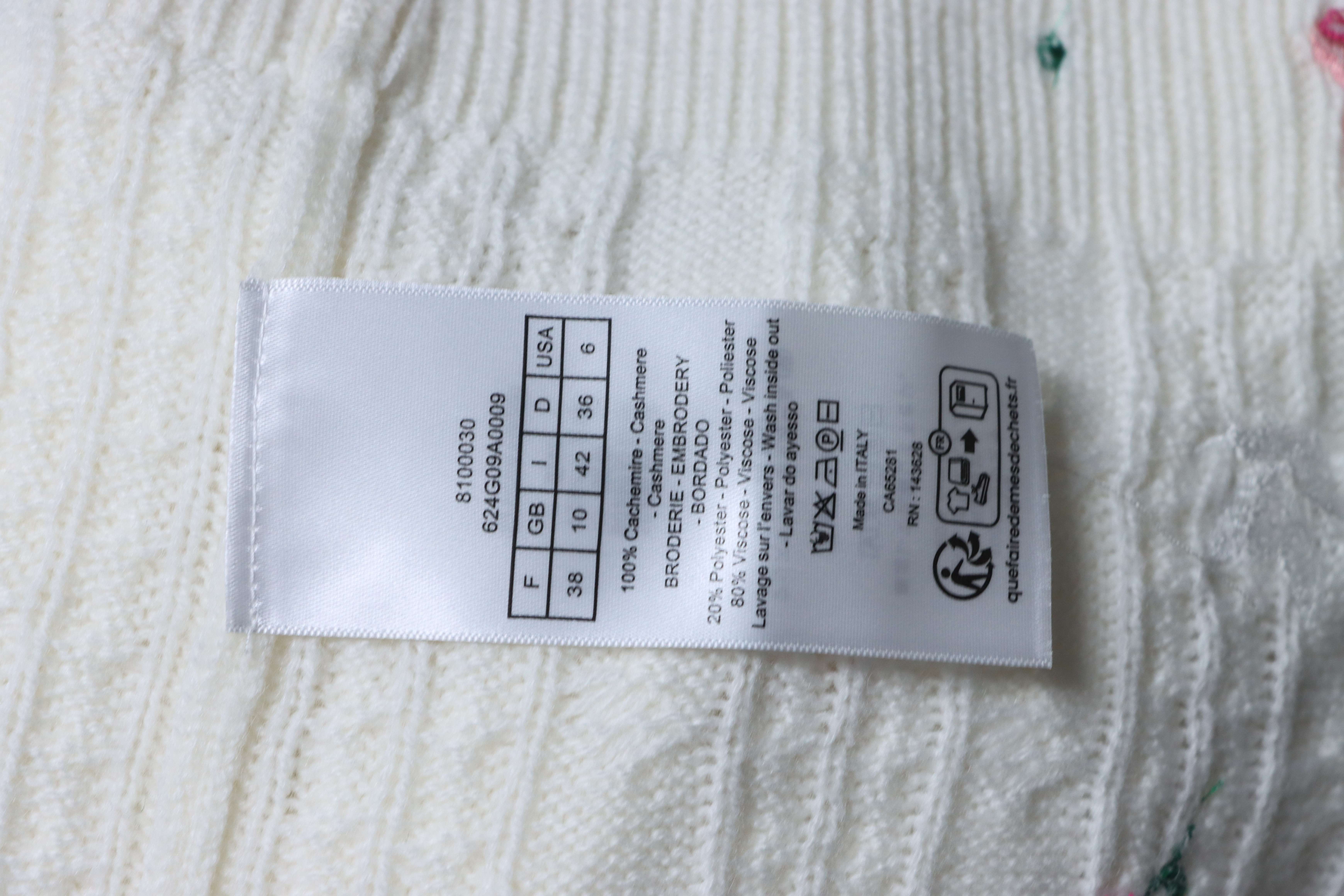 Christian Dior Rose Dove Embroidered Cashmere Cardigan