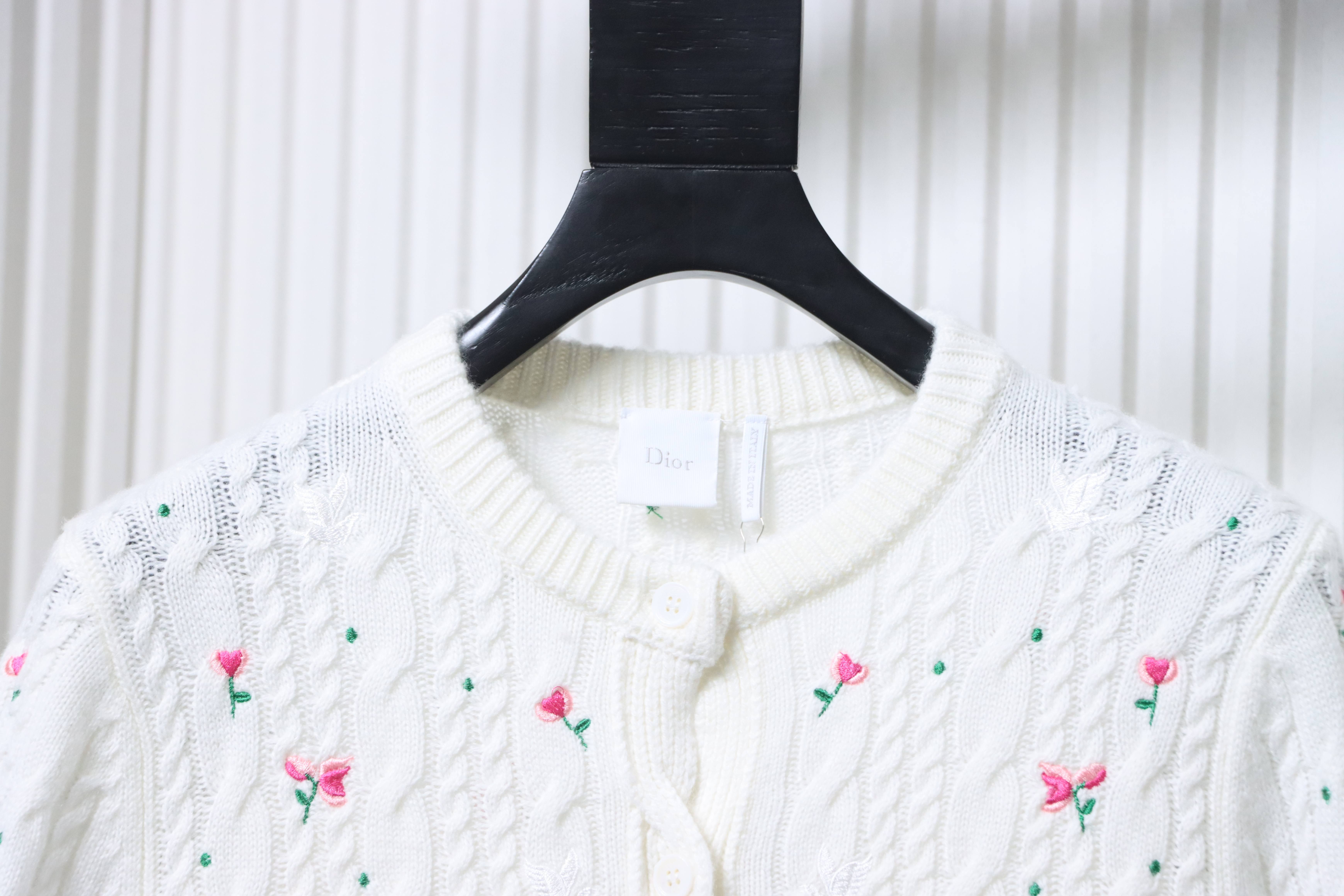 Christian Dior Rose Dove Embroidered Cashmere Cardigan