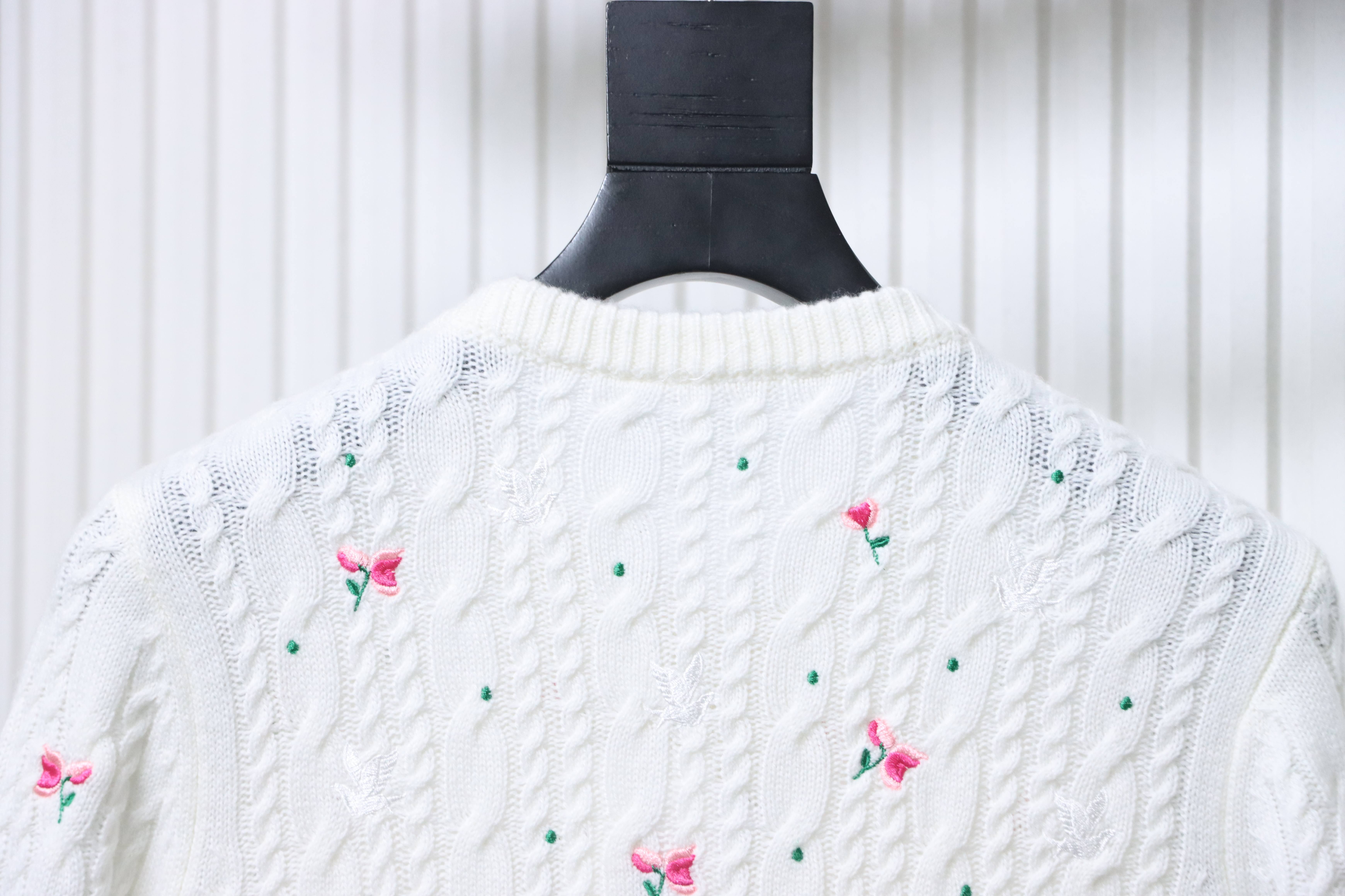 Christian Dior Rose Dove Embroidered Cashmere Cardigan