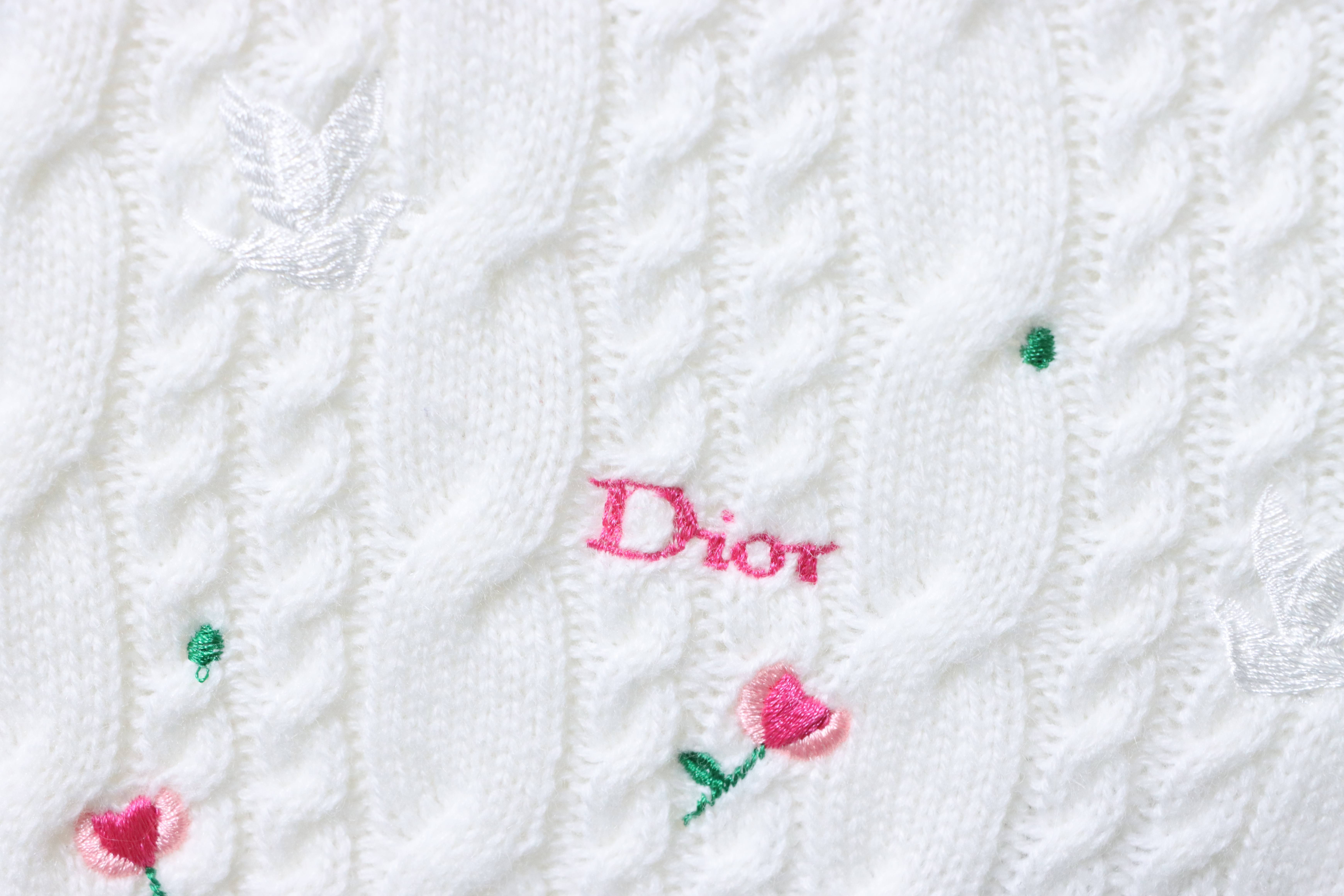 Christian Dior Rose Dove Embroidered Cashmere Cardigan