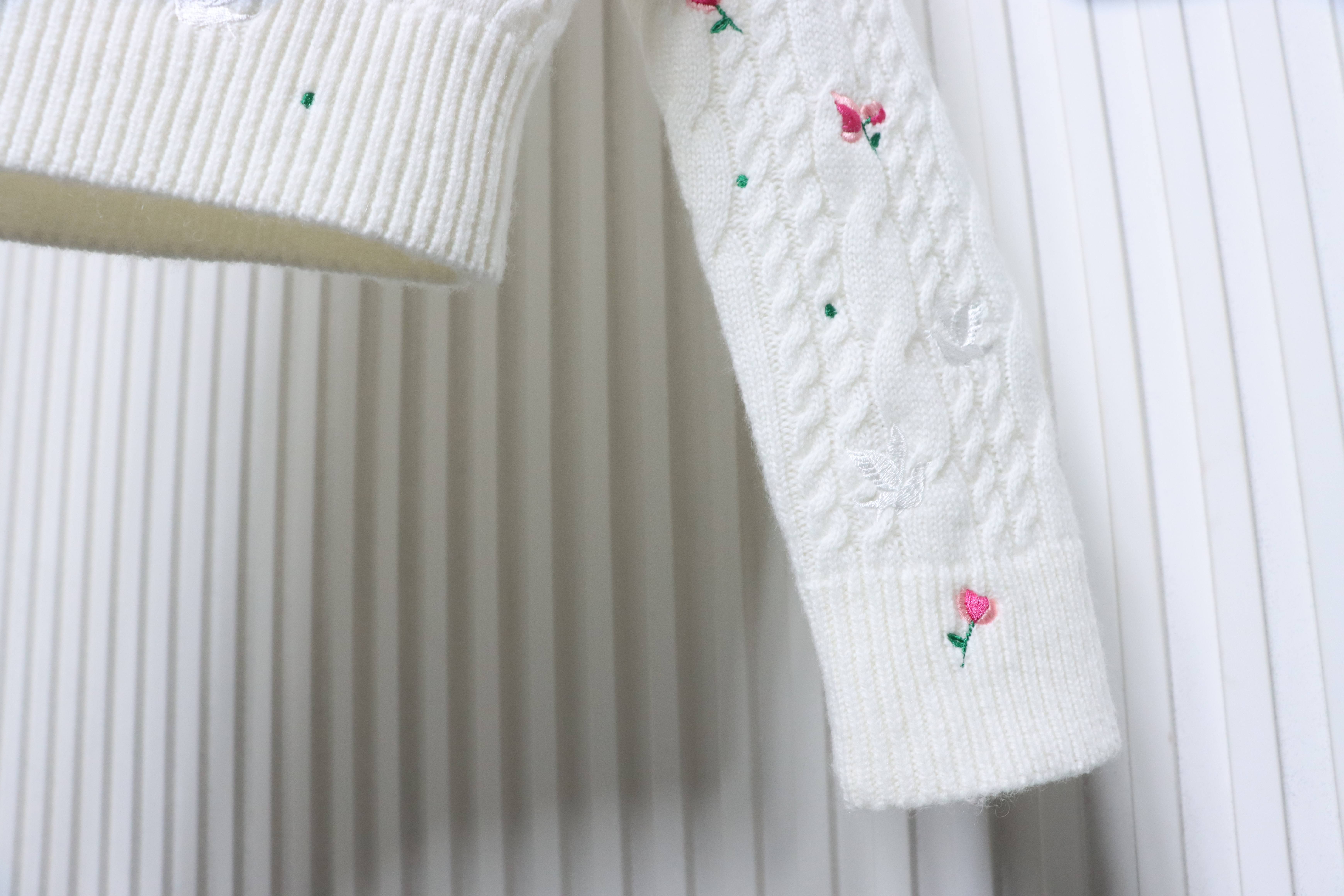 Christian Dior Rose Dove Embroidered Cashmere Cardigan