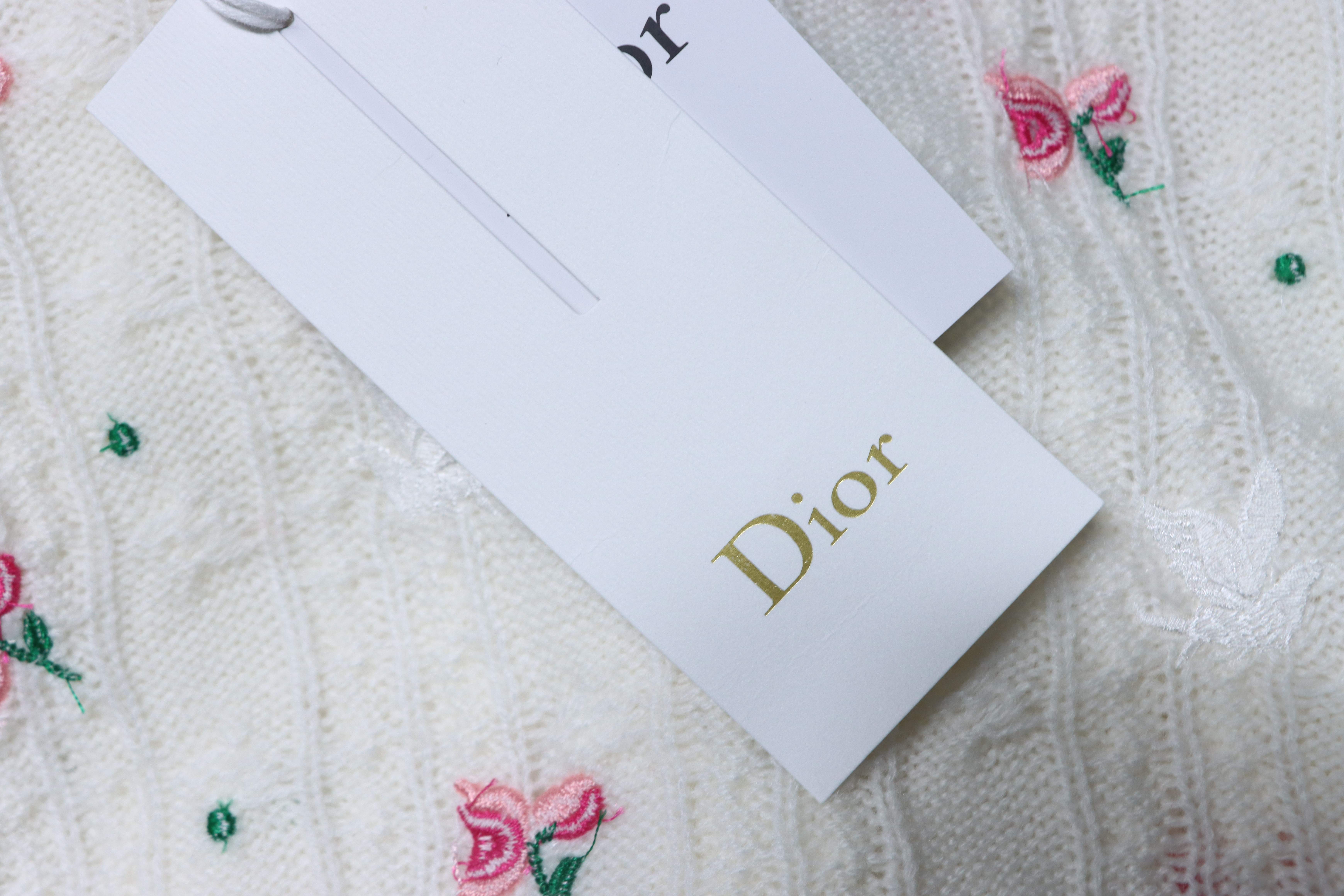 Christian Dior Rose Dove Embroidered Cashmere Cardigan
