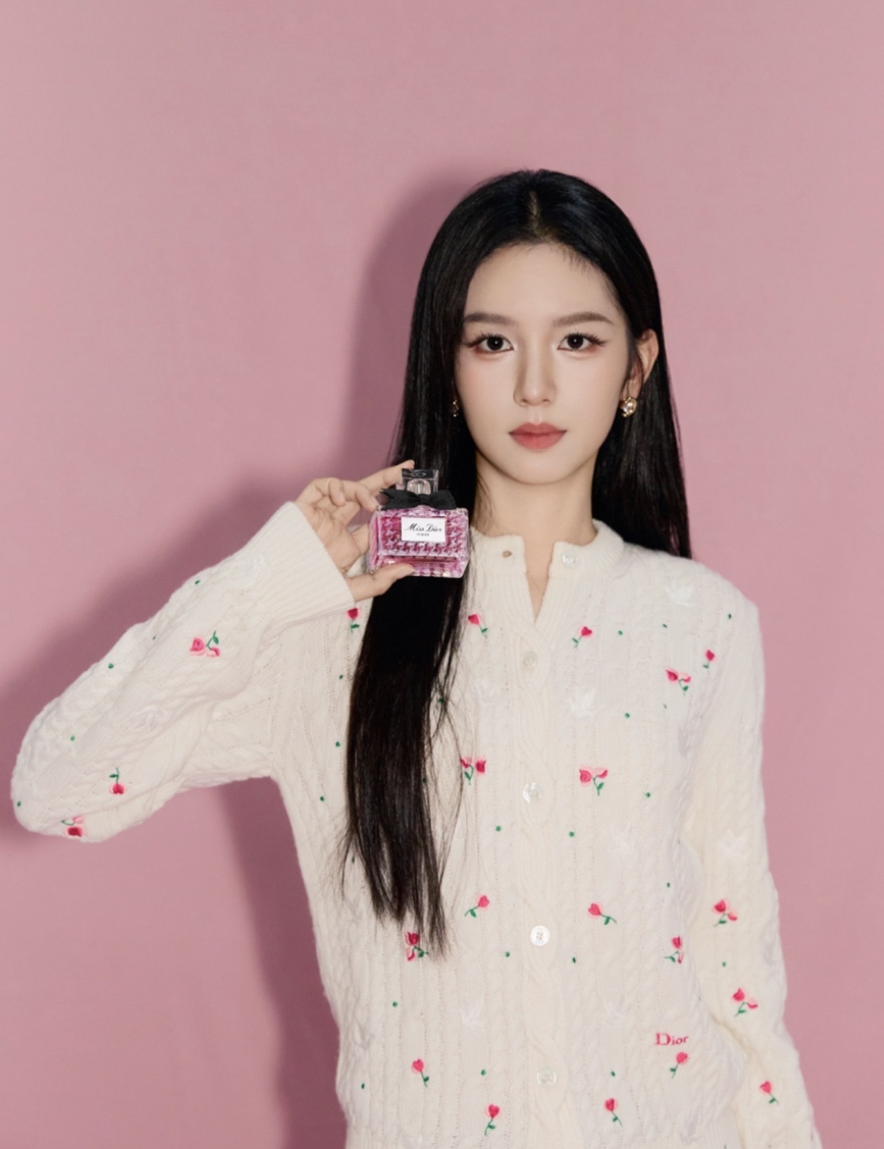 Christian Dior Rose Dove Embroidered Cashmere Cardigan
