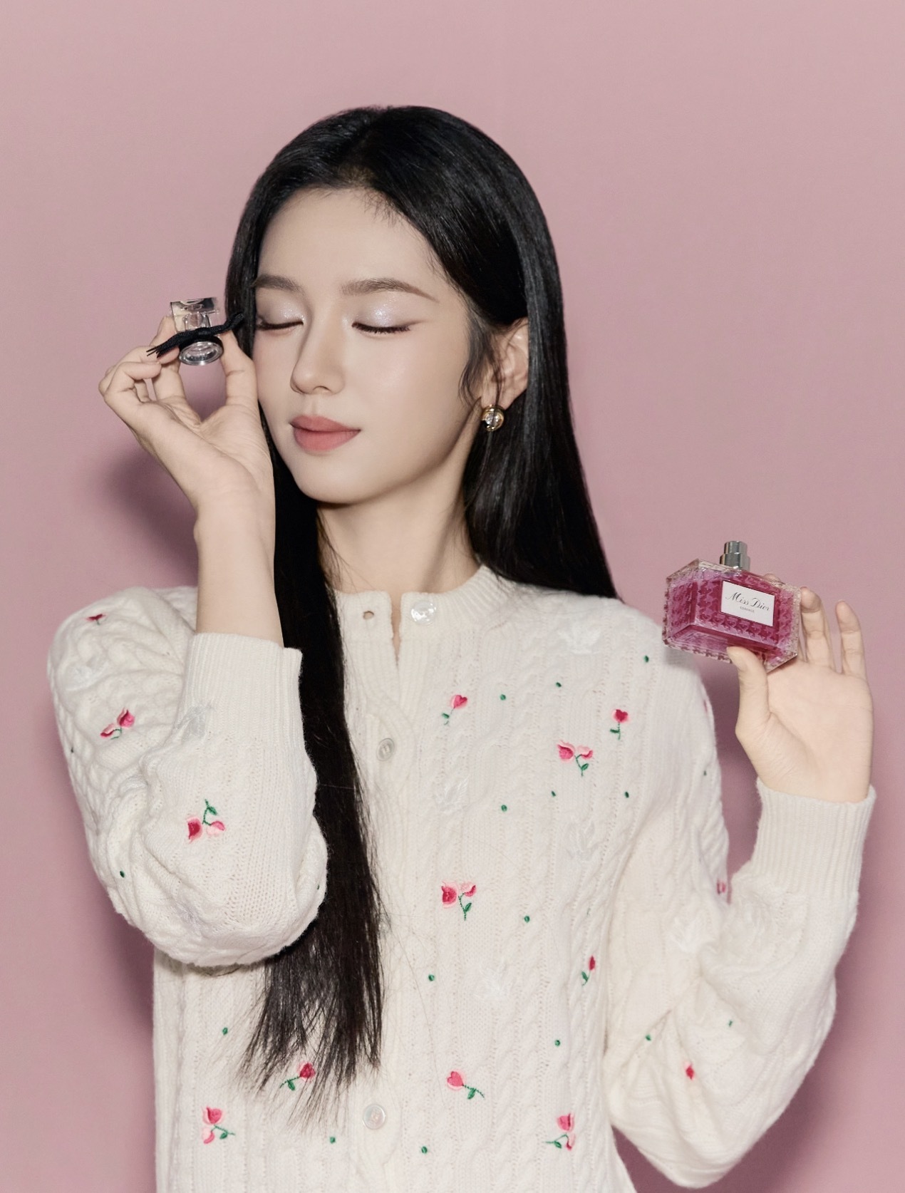 Christian Dior Rose Dove Embroidered Cashmere Cardigan