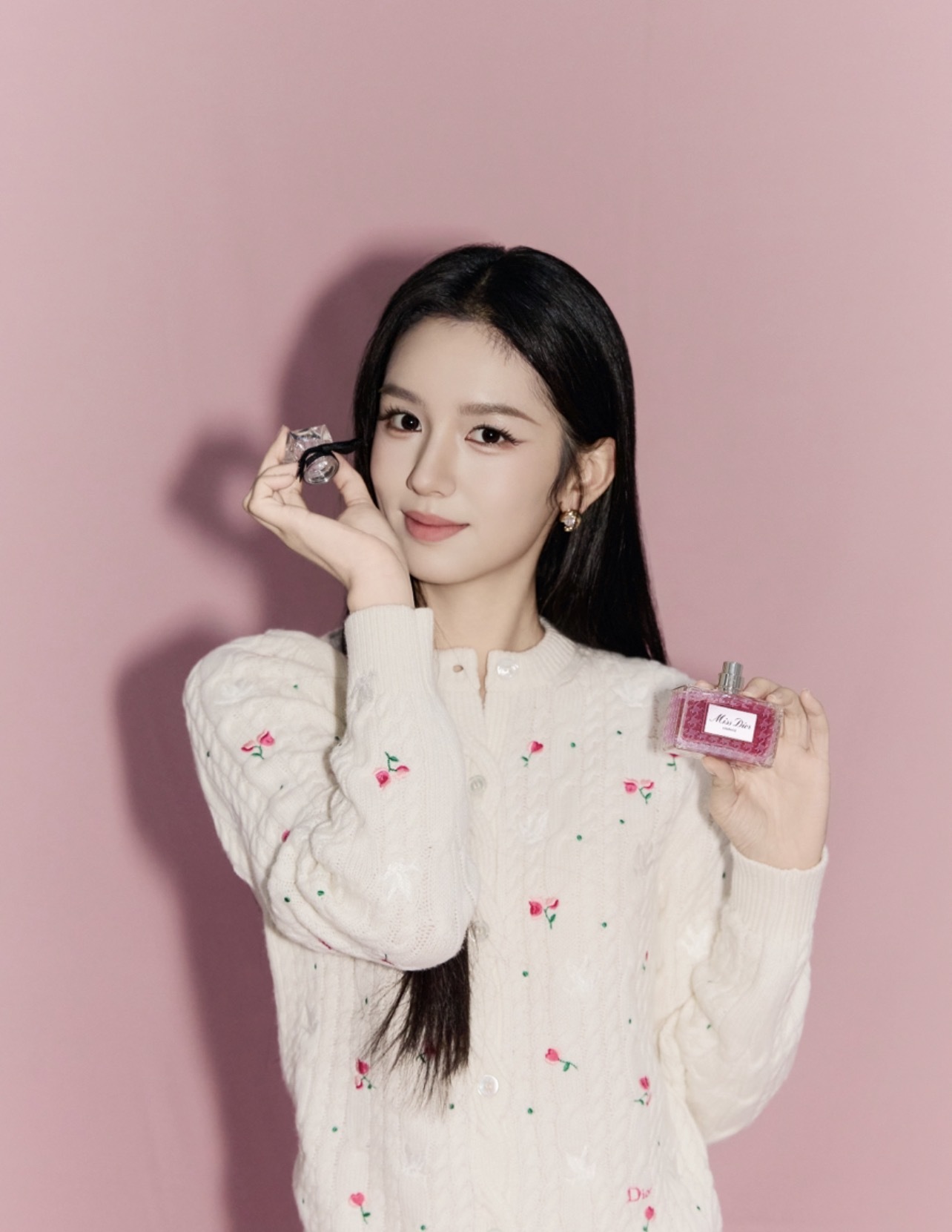 Christian Dior Rose Dove Embroidered Cashmere Cardigan