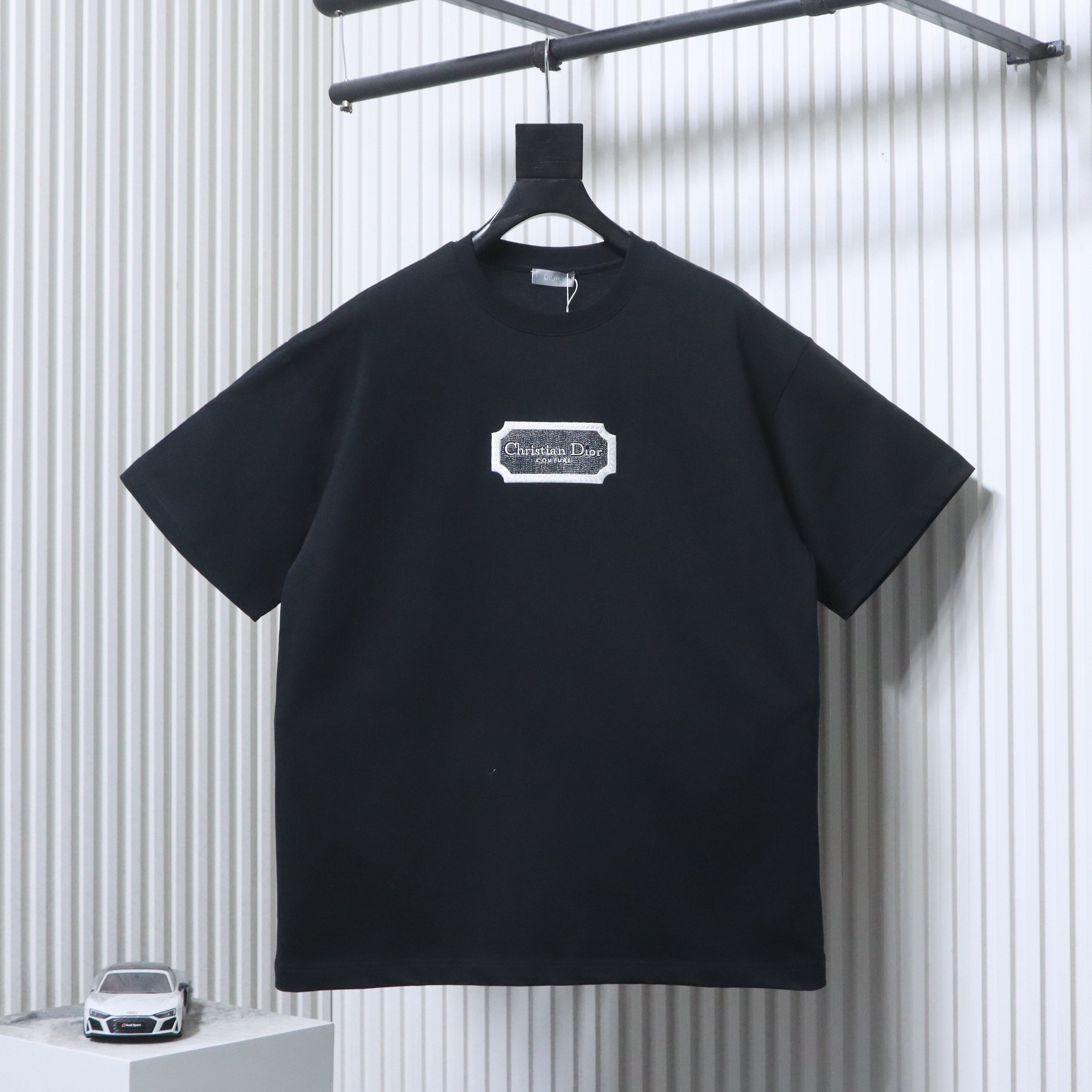 Dior 23SS Embroidered Silver Logo Short Sleeve T-Shirt
