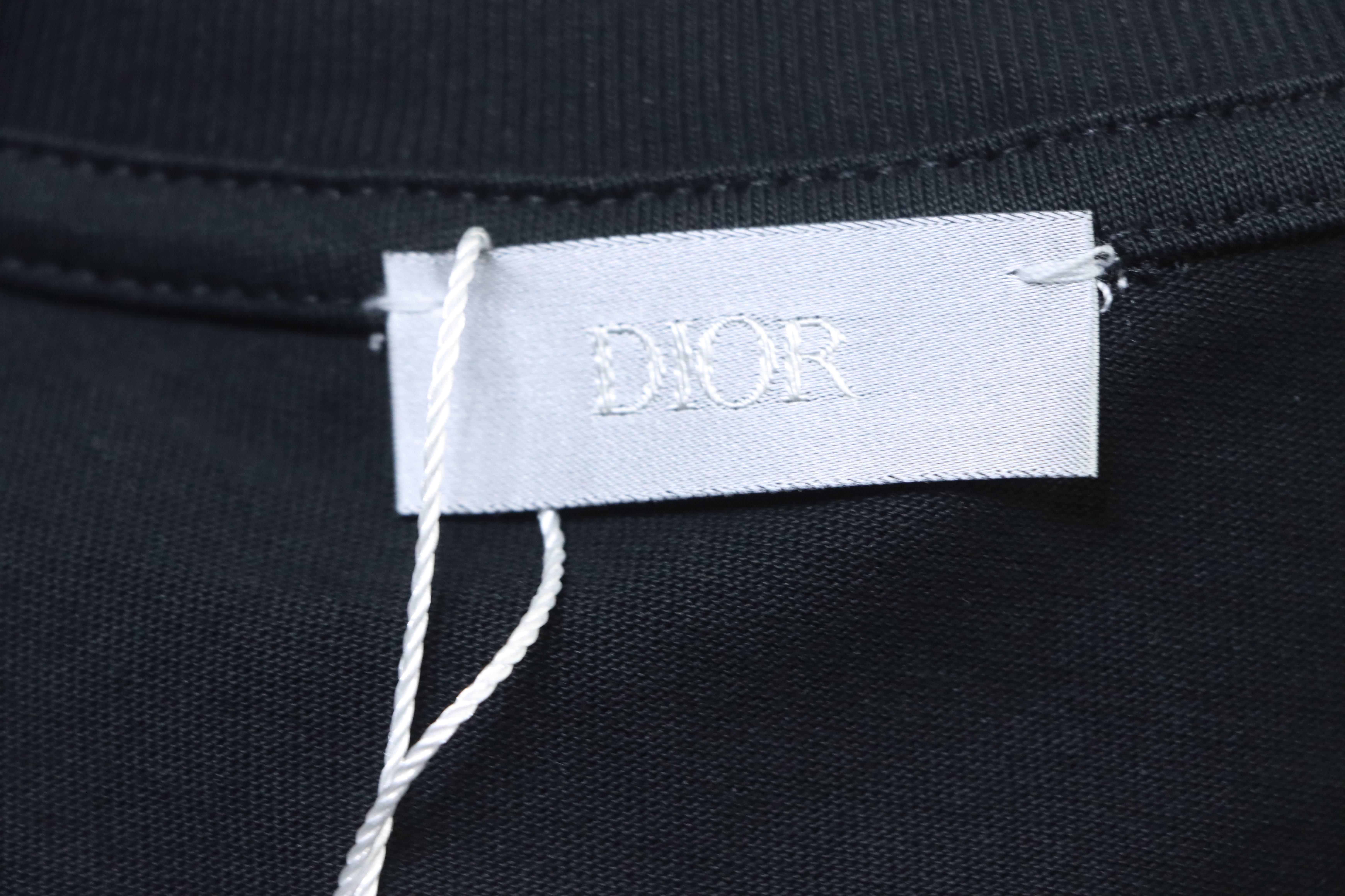 Dior 23SS Embroidered Silver Logo Short Sleeve T-Shirt