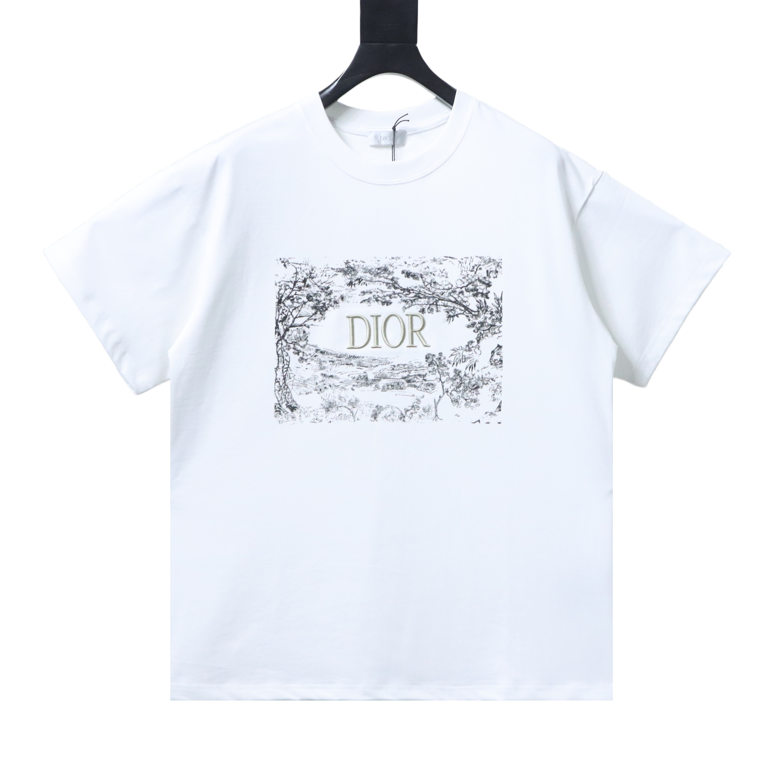 DIOR 25SS Chest Floral Puff Letter Logo Short Sleeve T-Shirt