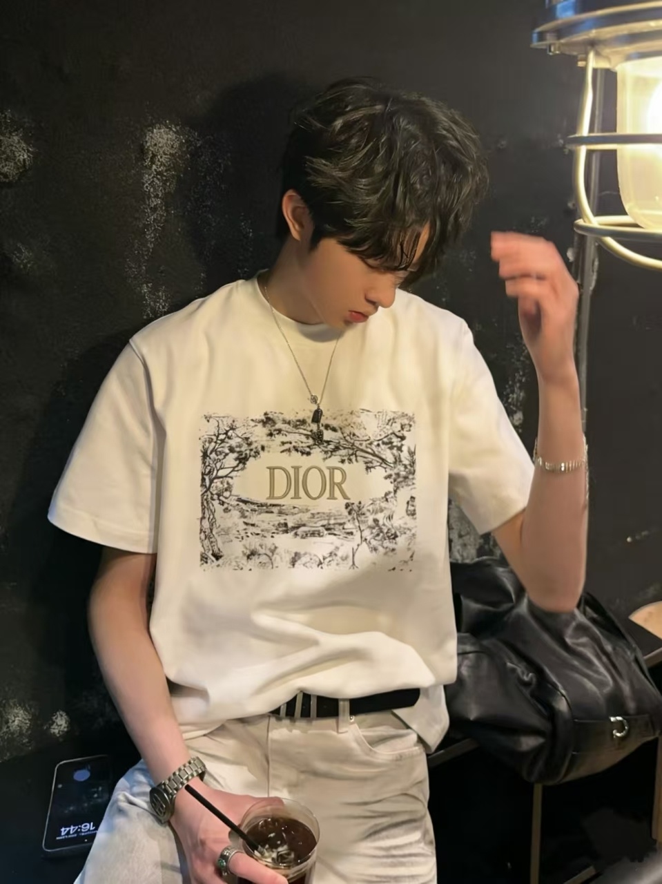 DIOR 25SS Chest Floral Puff Letter Logo Short Sleeve T-Shirt