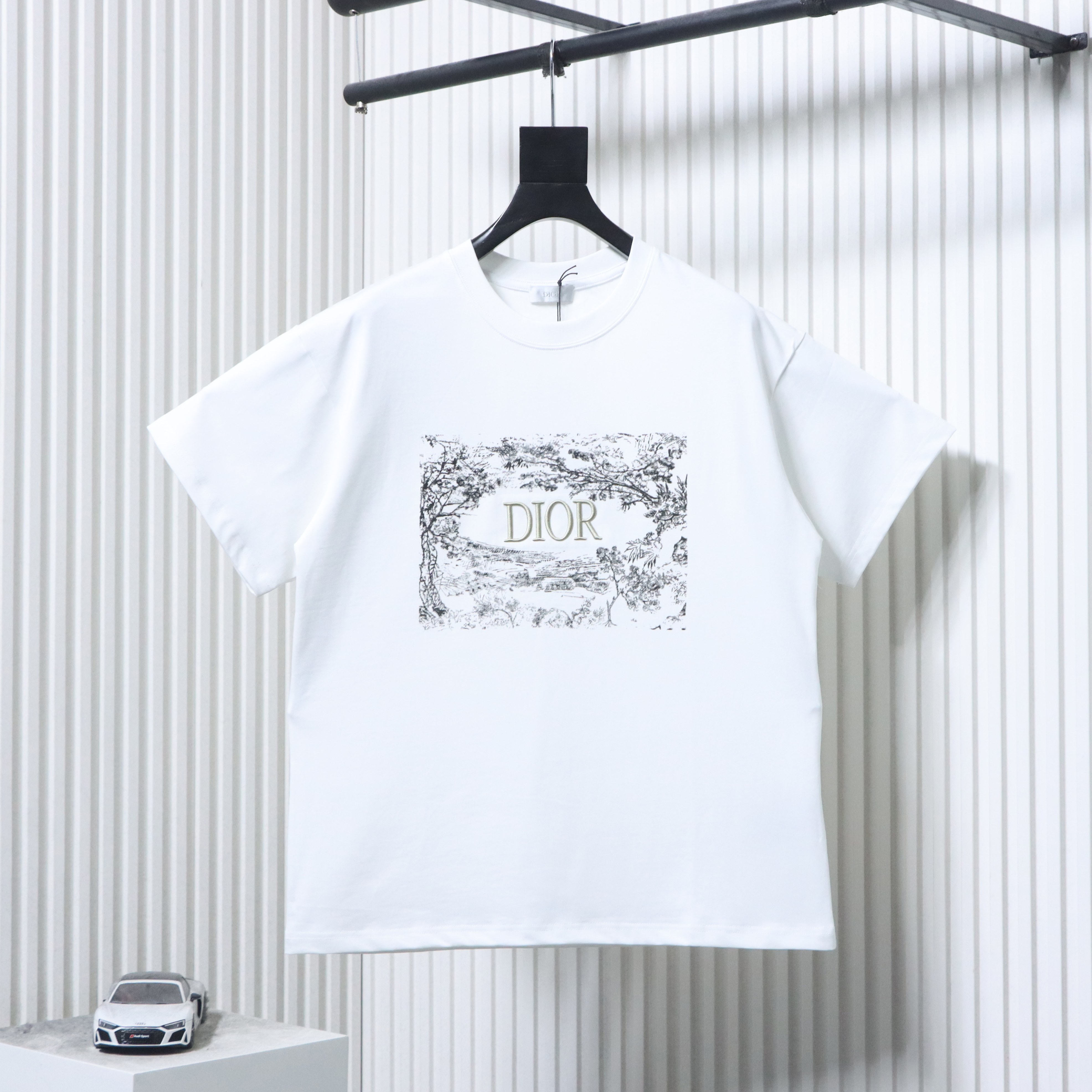 DIOR 25SS Chest Floral Puff Letter Logo Short Sleeve T-Shirt