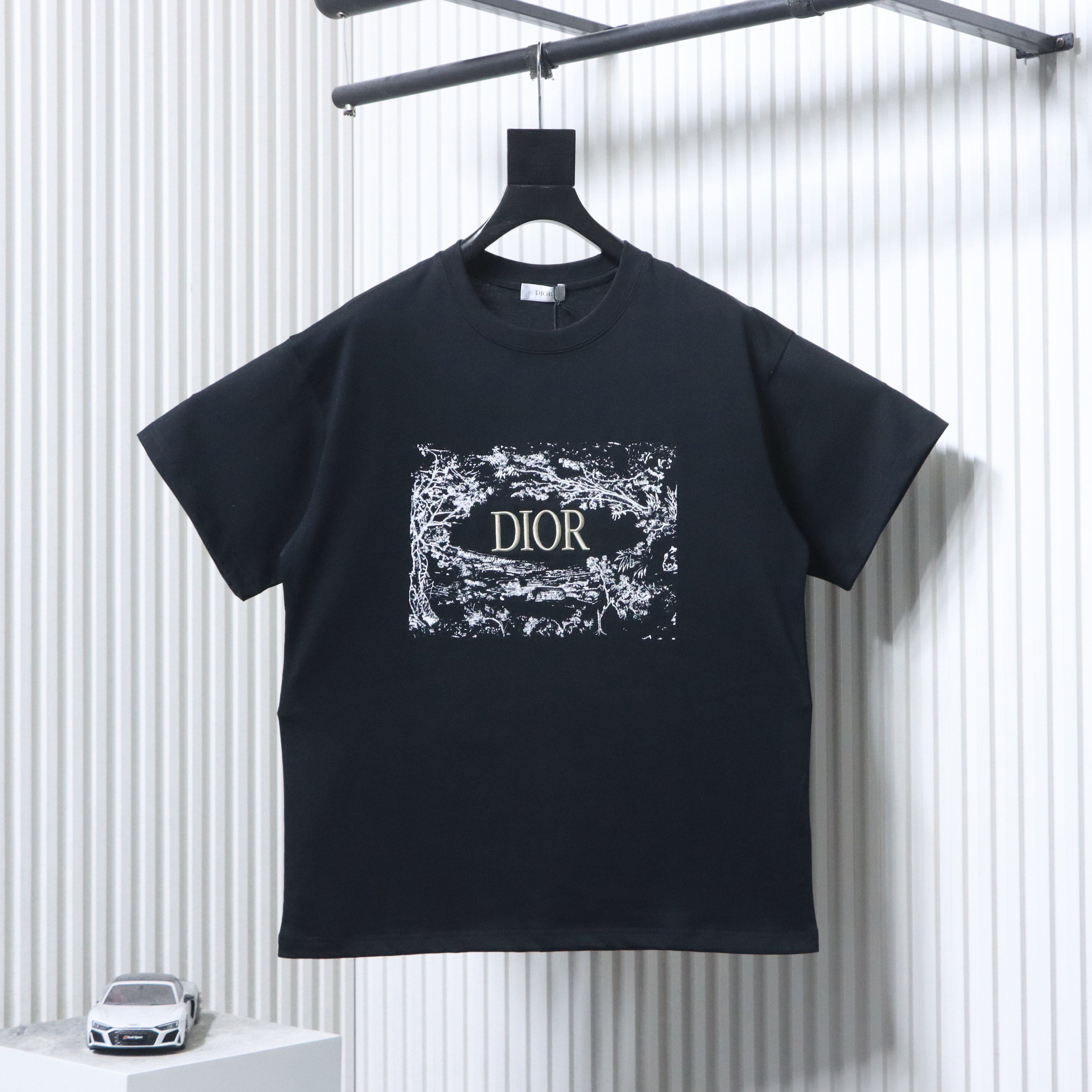 DIOR 25SS Chest Floral Puff Letter Logo Short Sleeve T-Shirt