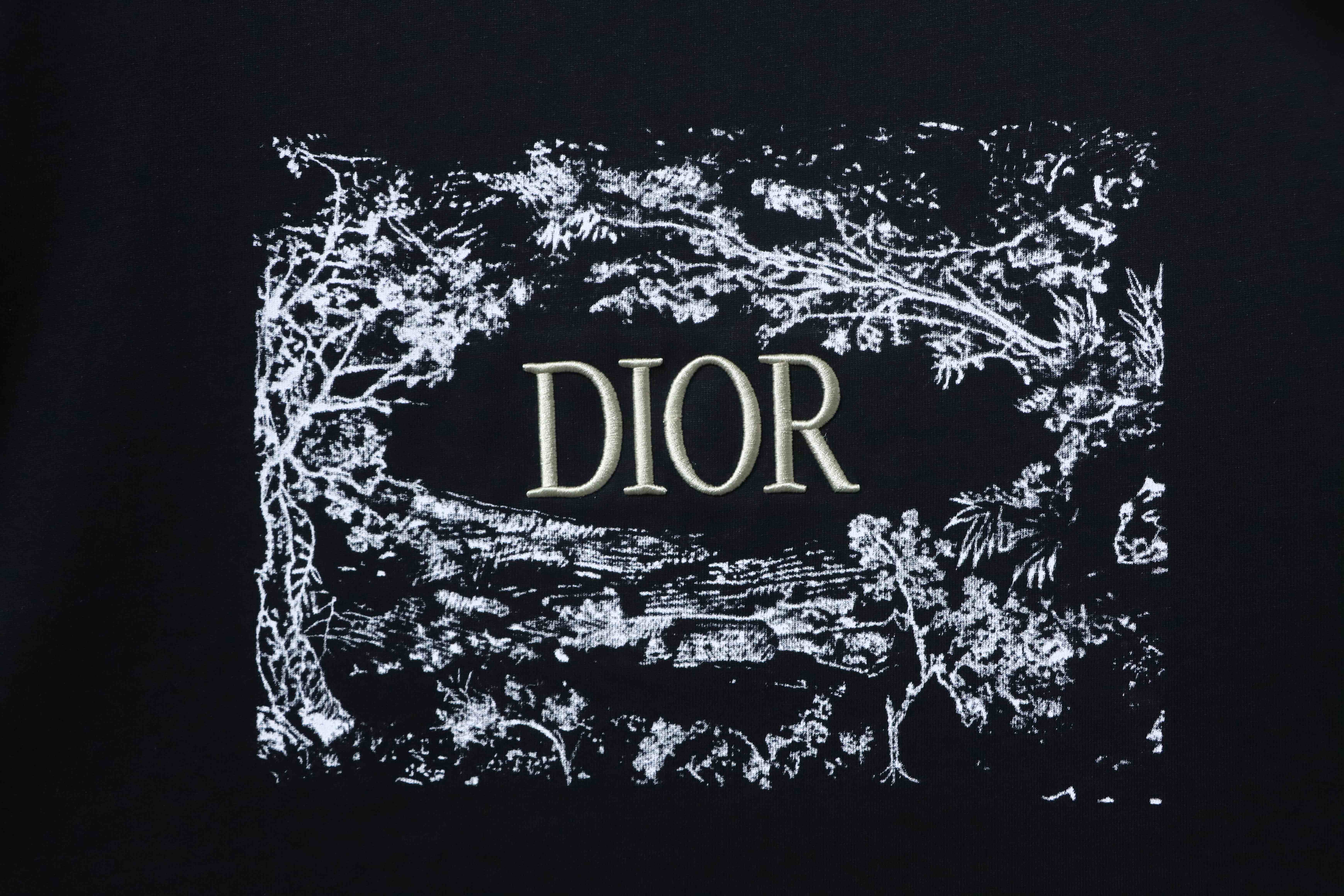 DIOR 25SS Chest Floral Puff Letter Logo Short Sleeve T-Shirt