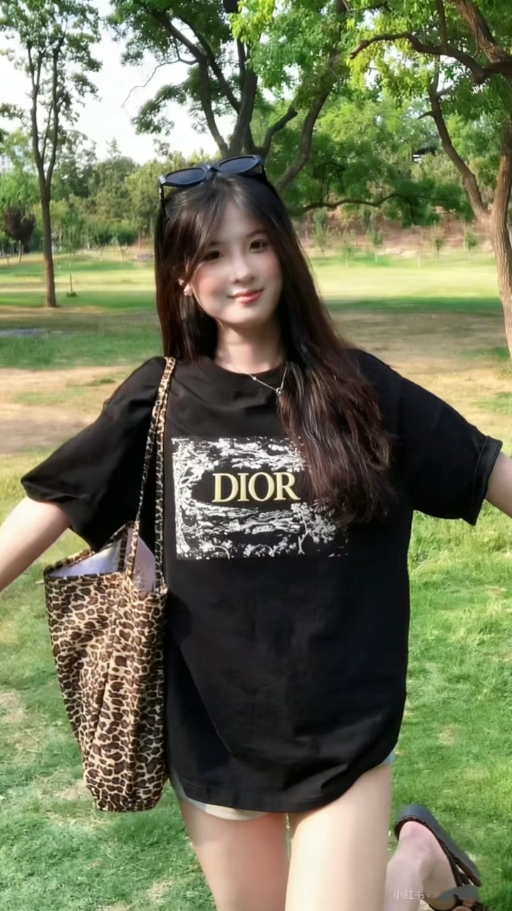 DIOR 25SS Chest Floral Puff Letter Logo Short Sleeve T-Shirt