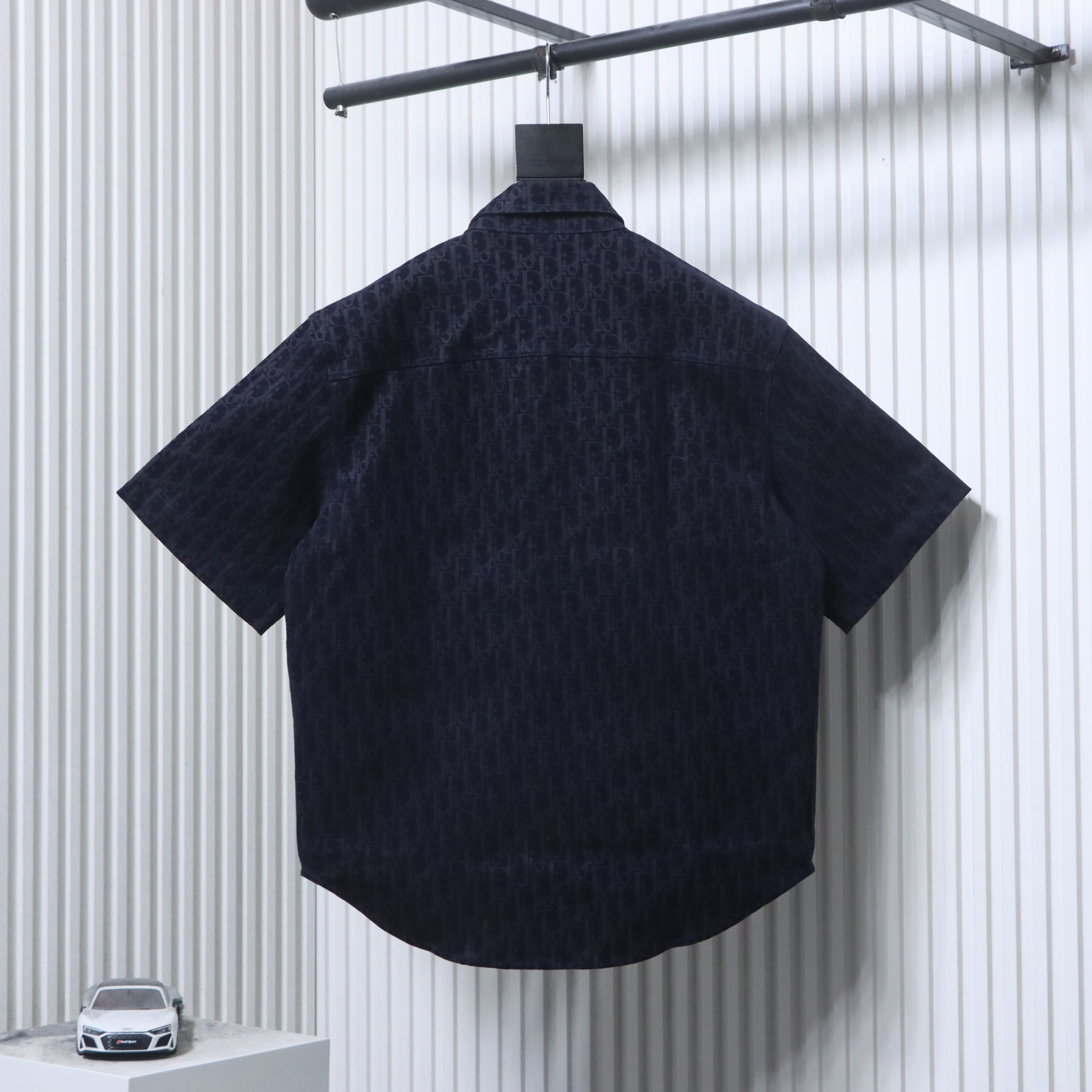 Dior 25SS Year of the Snake Limited Flocked Monogram Embroidered Set Denim Short Sleeve Shirt