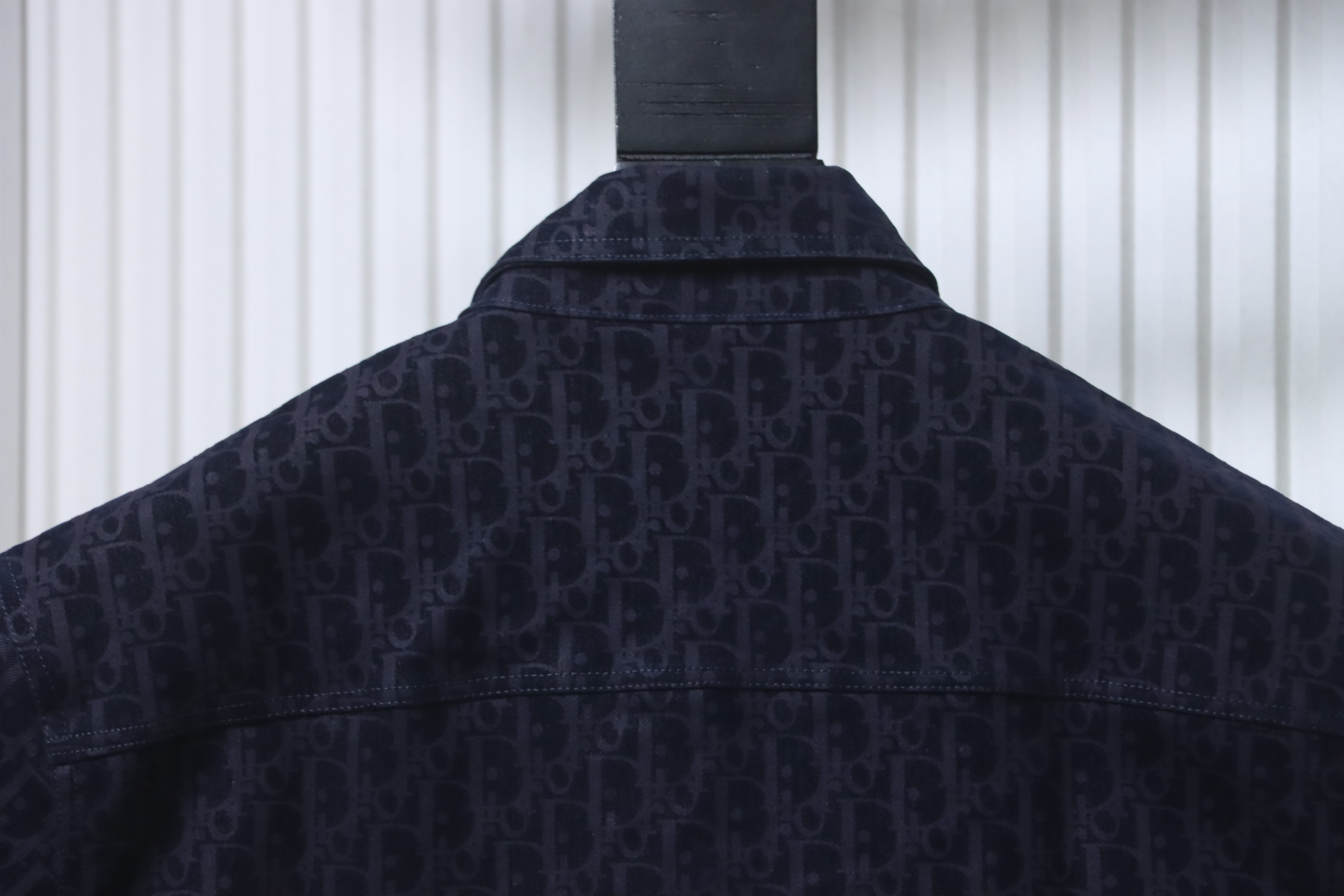 Dior 25SS Year of the Snake Limited Flocked Monogram Embroidered Set Denim Short Sleeve Shirt