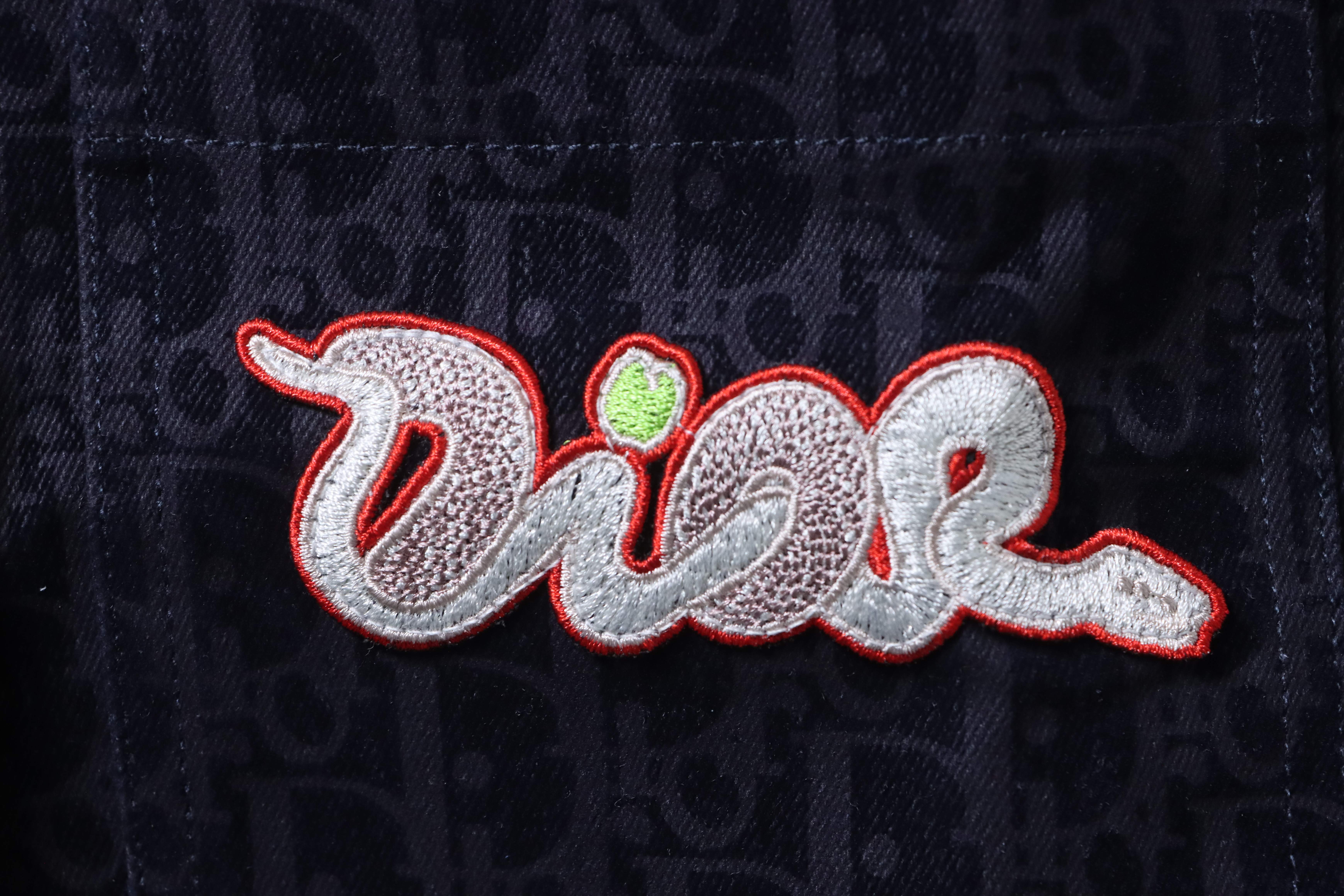 Dior 25SS Year of the Snake Limited Flocked Monogram Embroidered Set Denim Short Sleeve Shirt